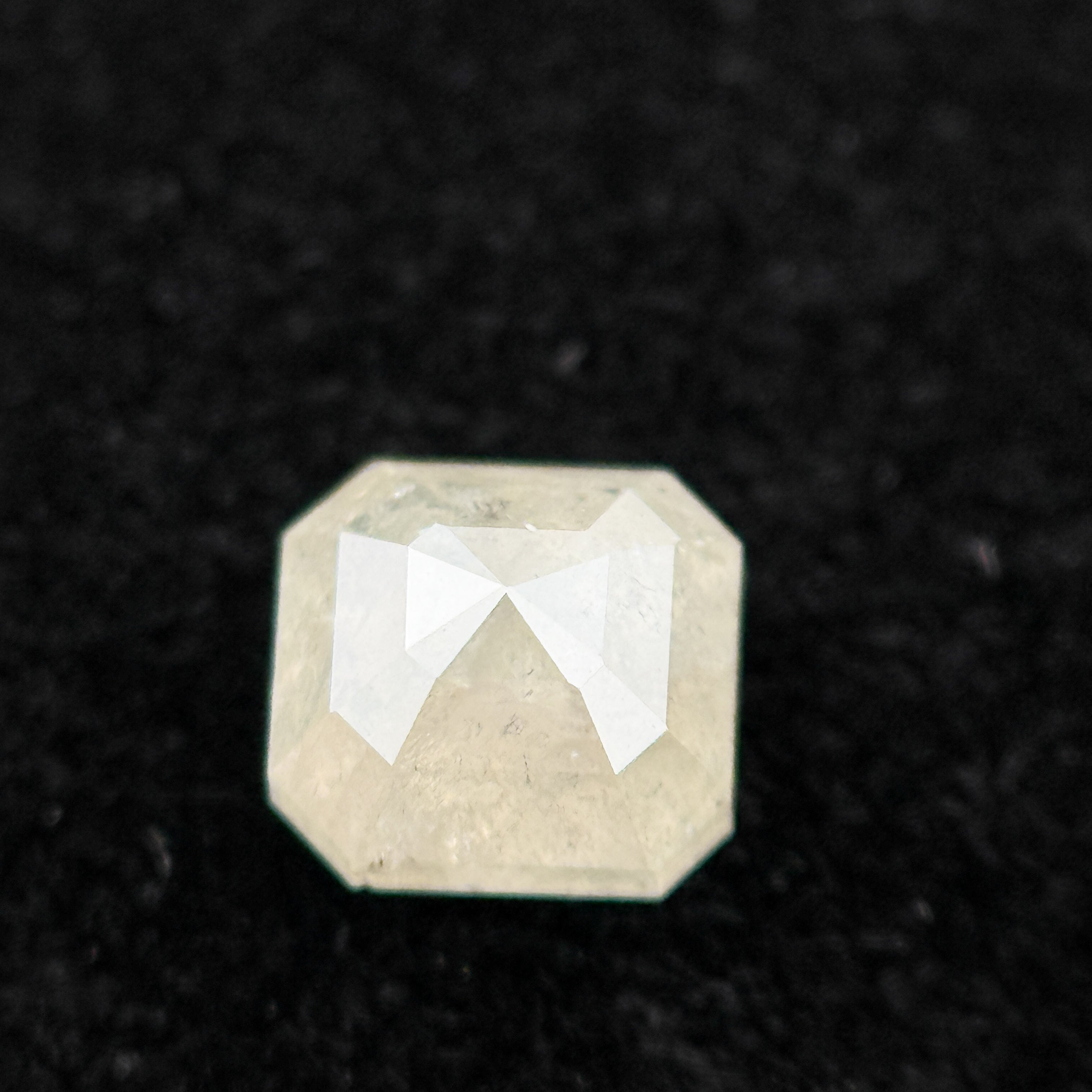 0.58 Ct Emerald Rose Cut White Natural Salt and Pepper Diamond