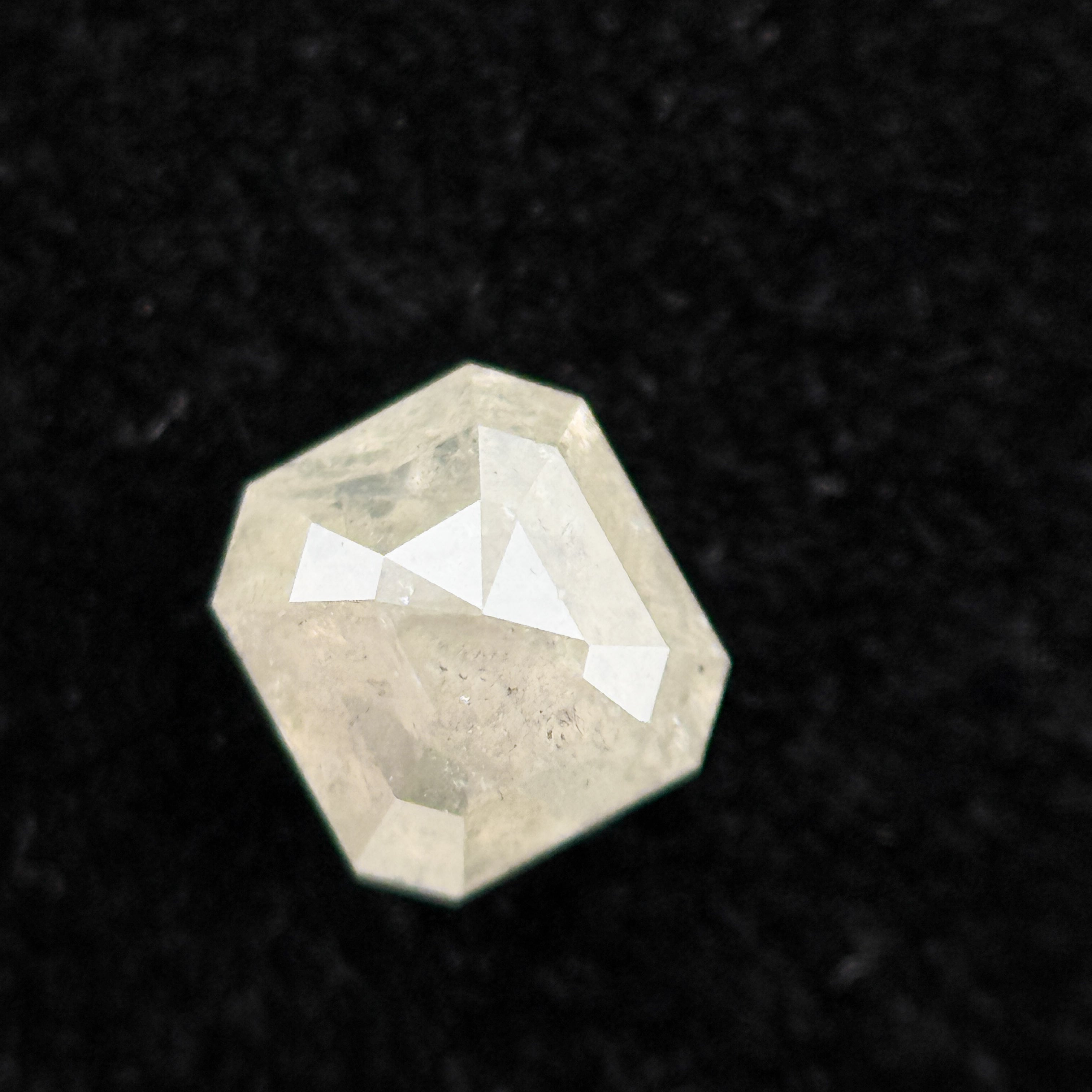 0.58 Ct Emerald Rose Cut White Natural Salt and Pepper Diamond