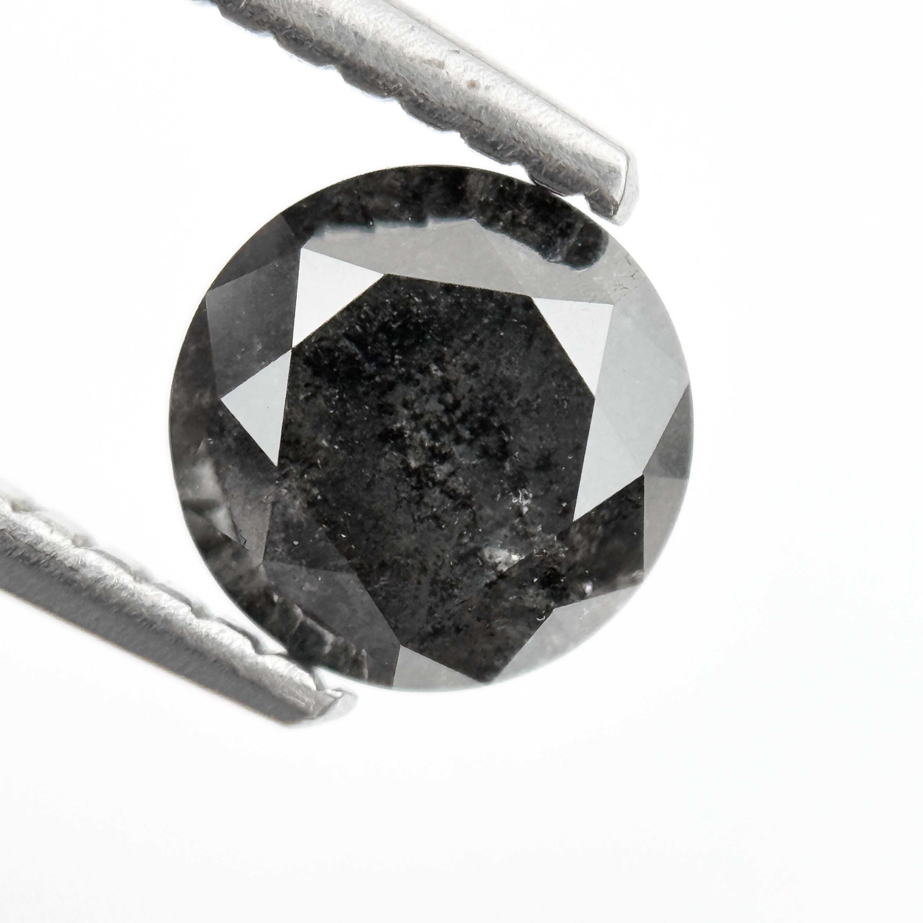 1.05 Ct Round Rose Cut Grey Natural Salt and Pepper Diamond