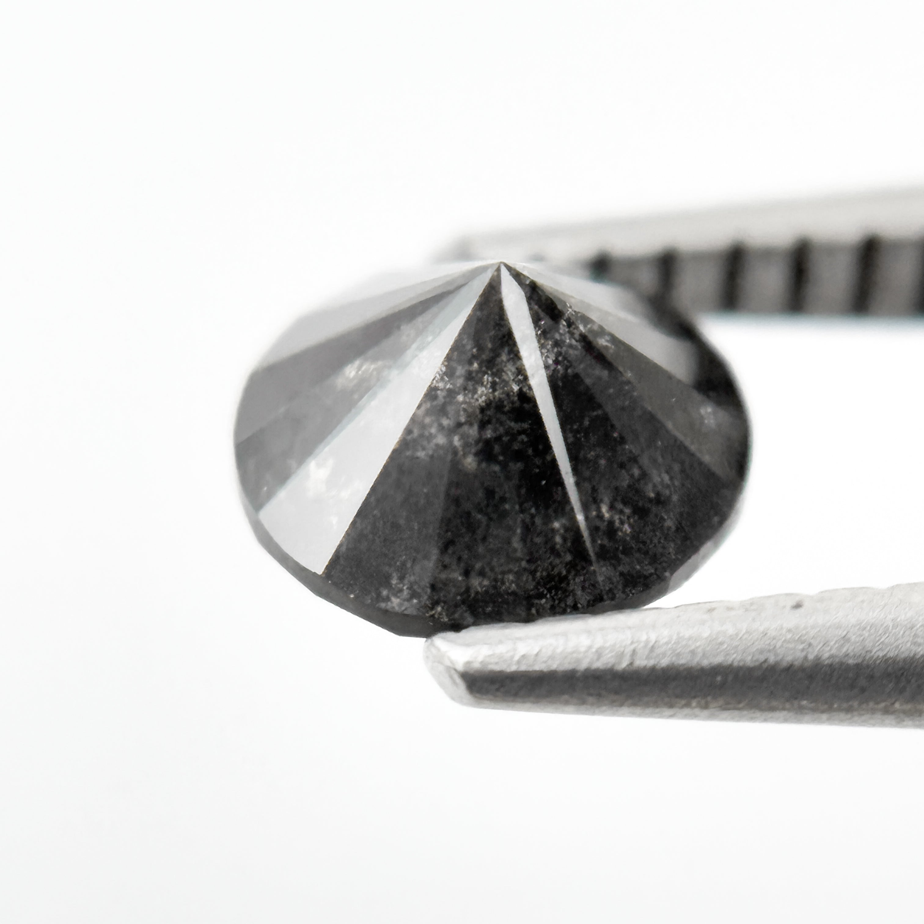 1.05 Ct Round Rose Cut Grey Natural Salt and Pepper Diamond