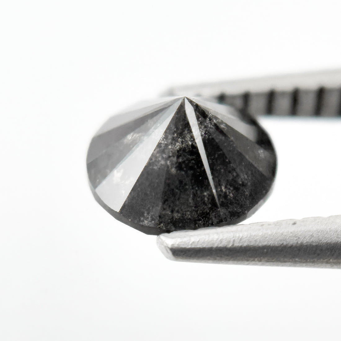 1.05 Ct Round Rose Cut Grey Natural Salt and Pepper Diamond