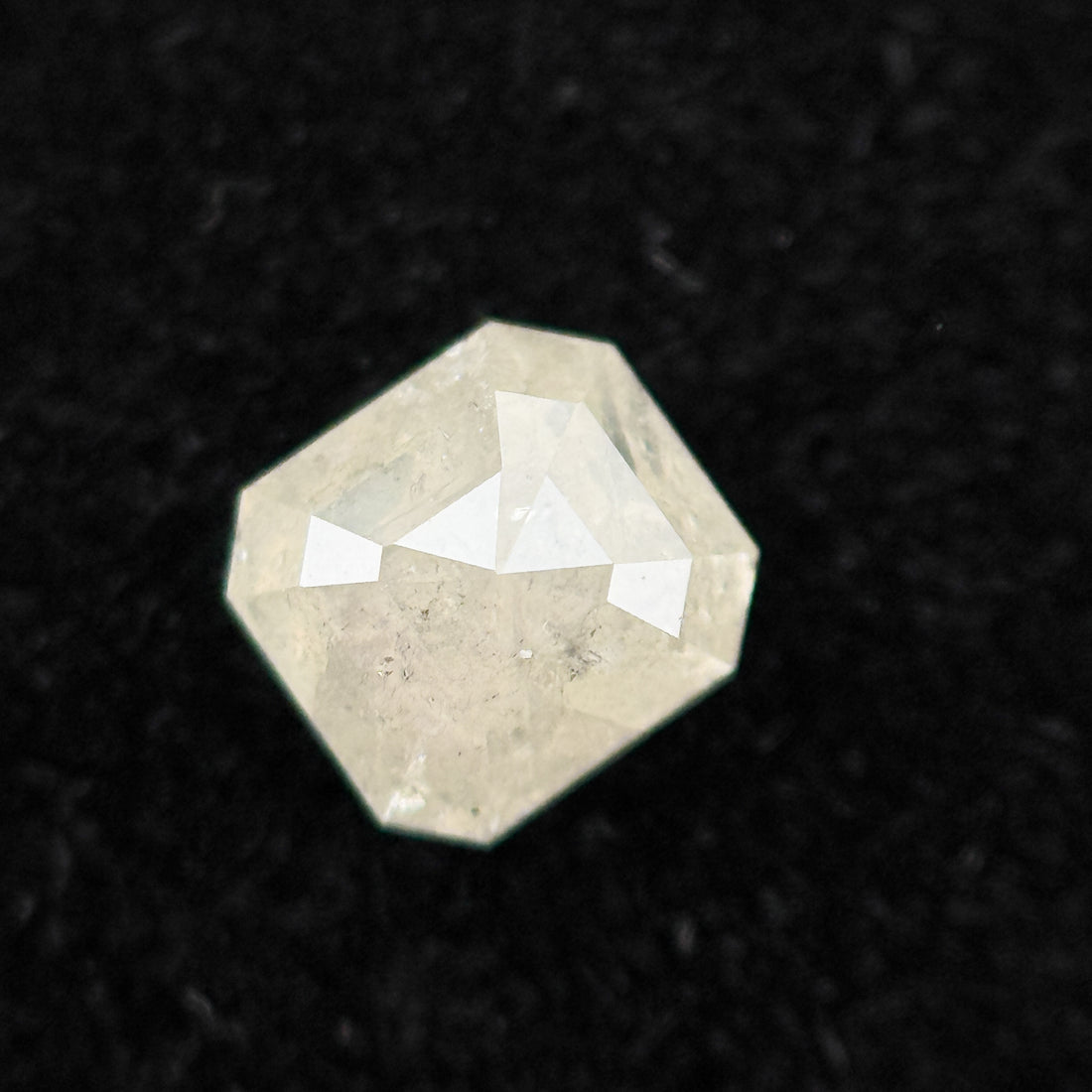 0.58 Ct Emerald Rose Cut White Natural Salt and Pepper Diamond