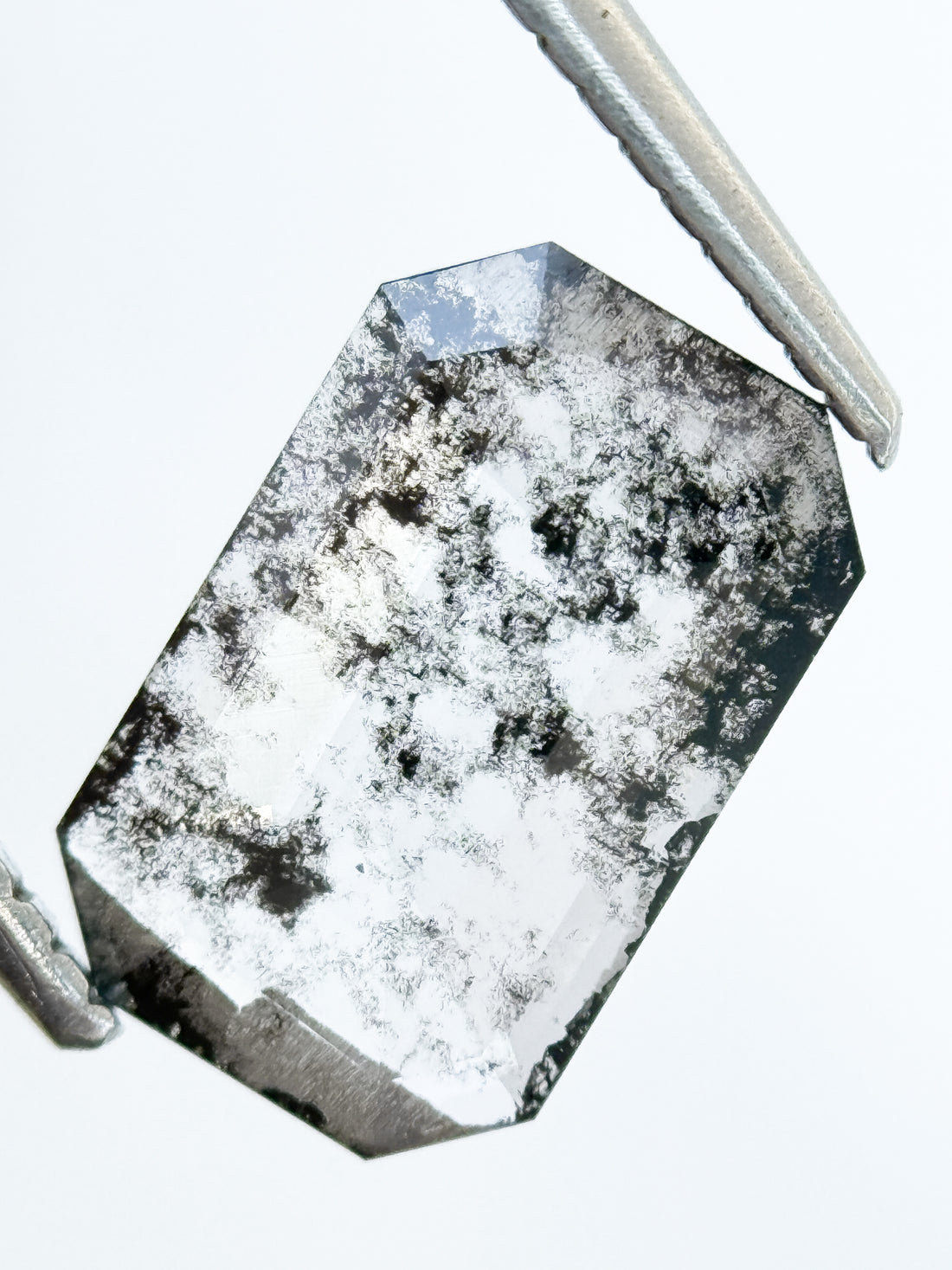 1.24 Ct Emerald Rose Cut Grey Natural Salt and Pepper Diamond