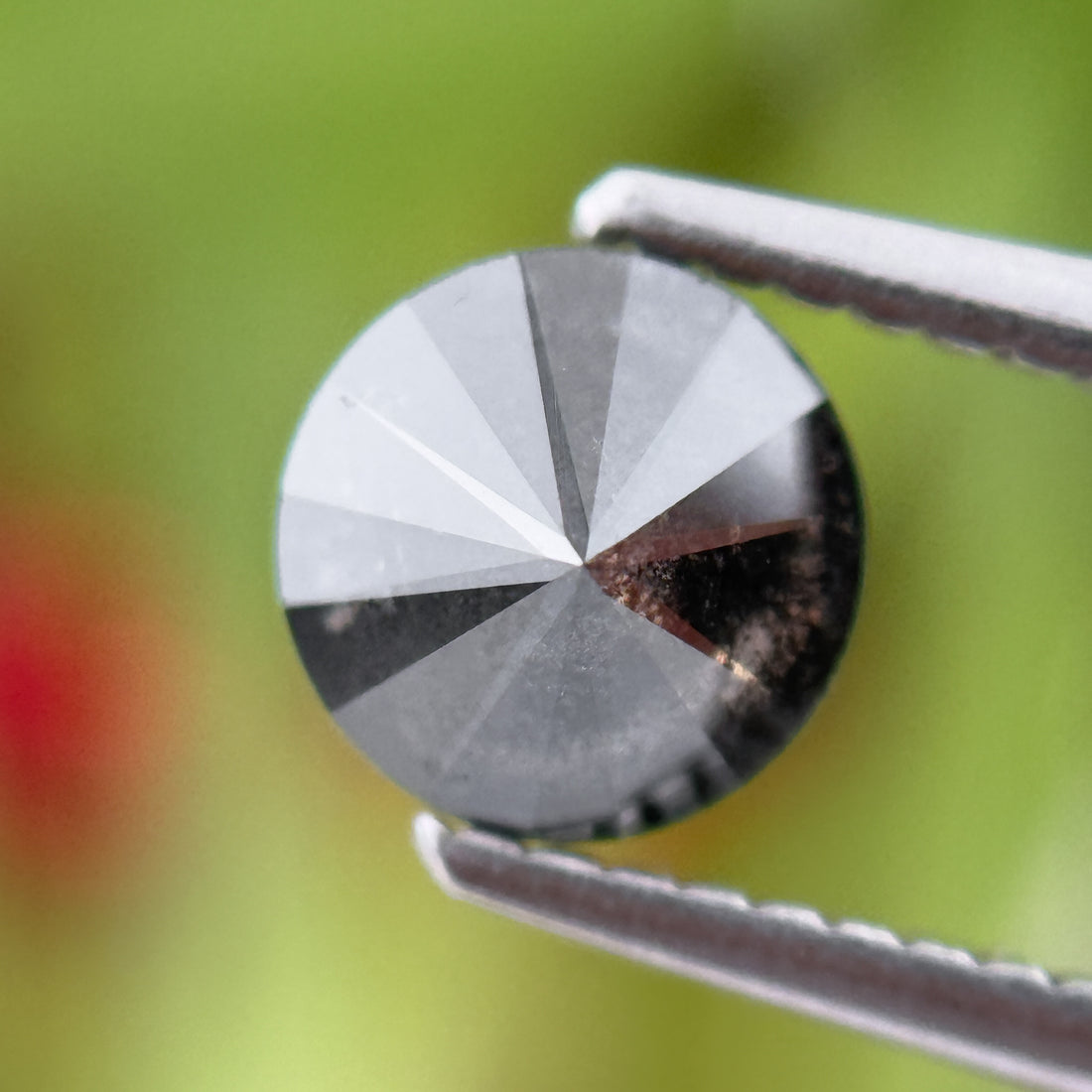 1.05 Ct Round Rose Cut Grey Natural Salt and Pepper Diamond