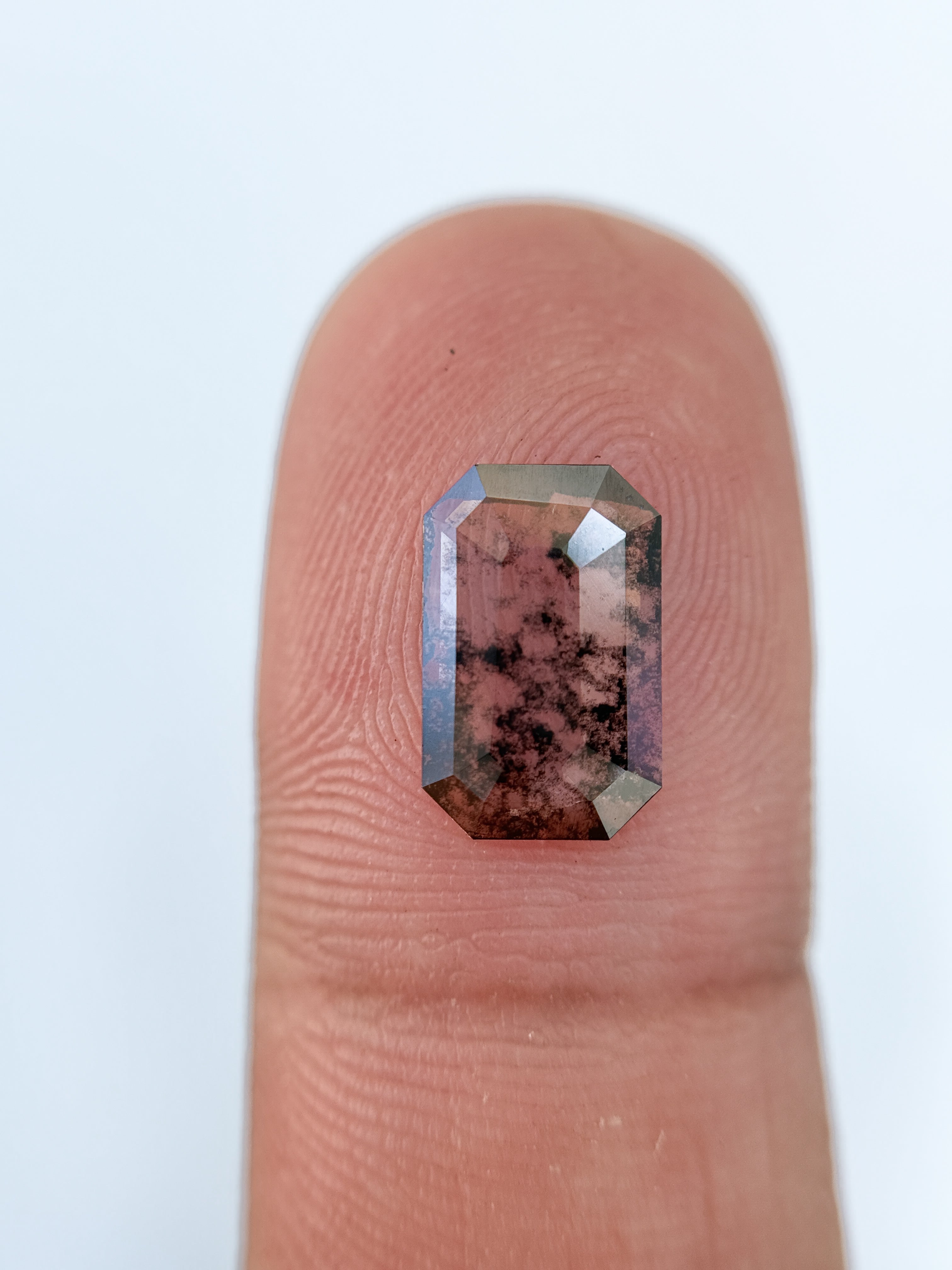 1.24 Ct Emerald Rose Cut Grey Natural Salt and Pepper Diamond