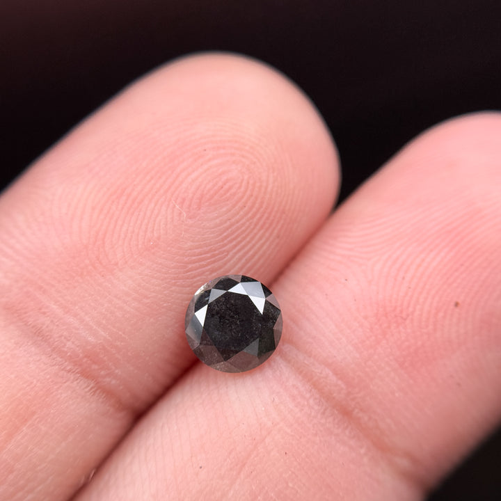 1.05 Ct Round Rose Cut Grey Natural Salt and Pepper Diamond