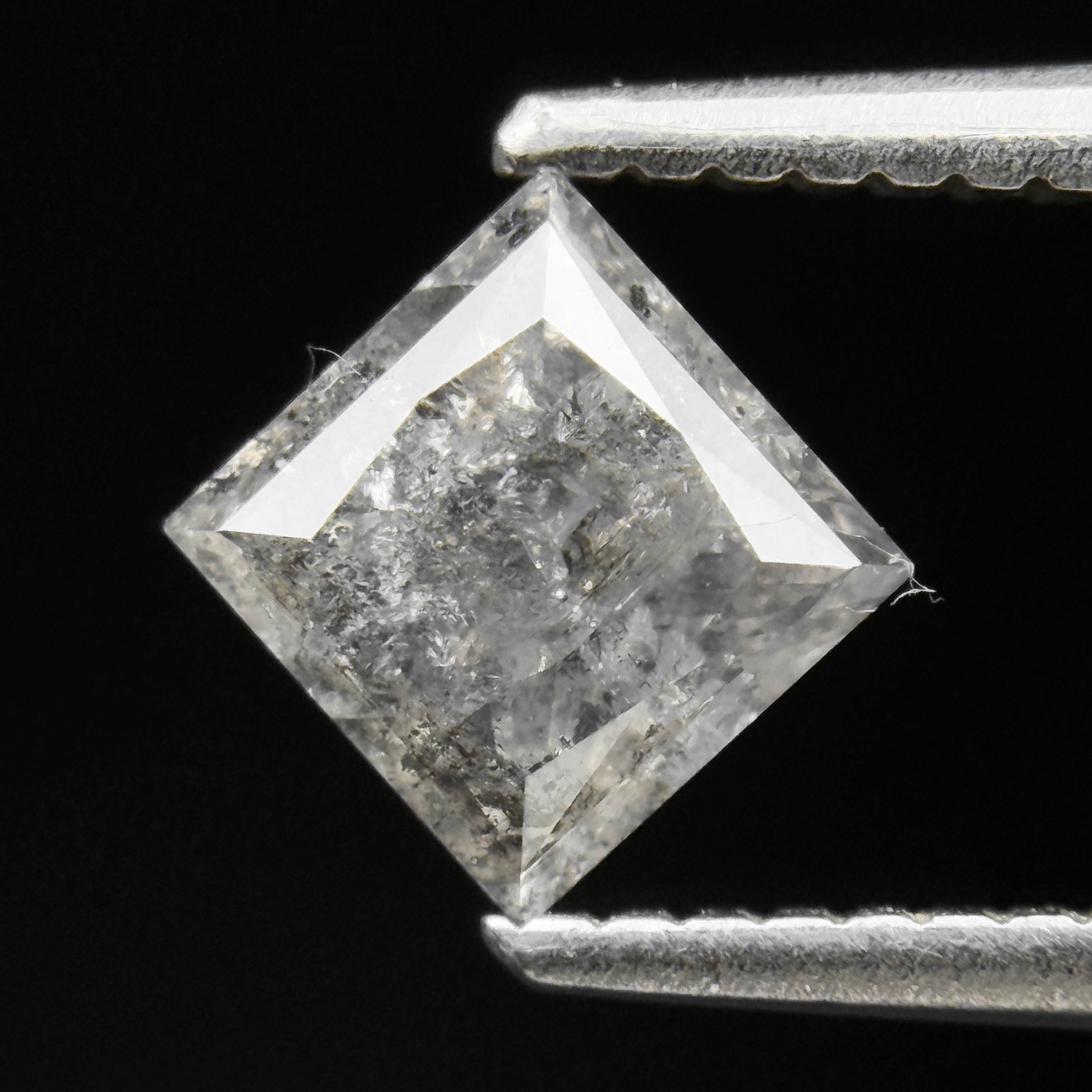 1.14 Ct Princess Rose Cut White Natural Salt and Pepper Diamond