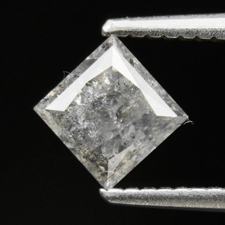 1.14 Ct Princess Rose Cut White Natural Salt and Pepper Diamond