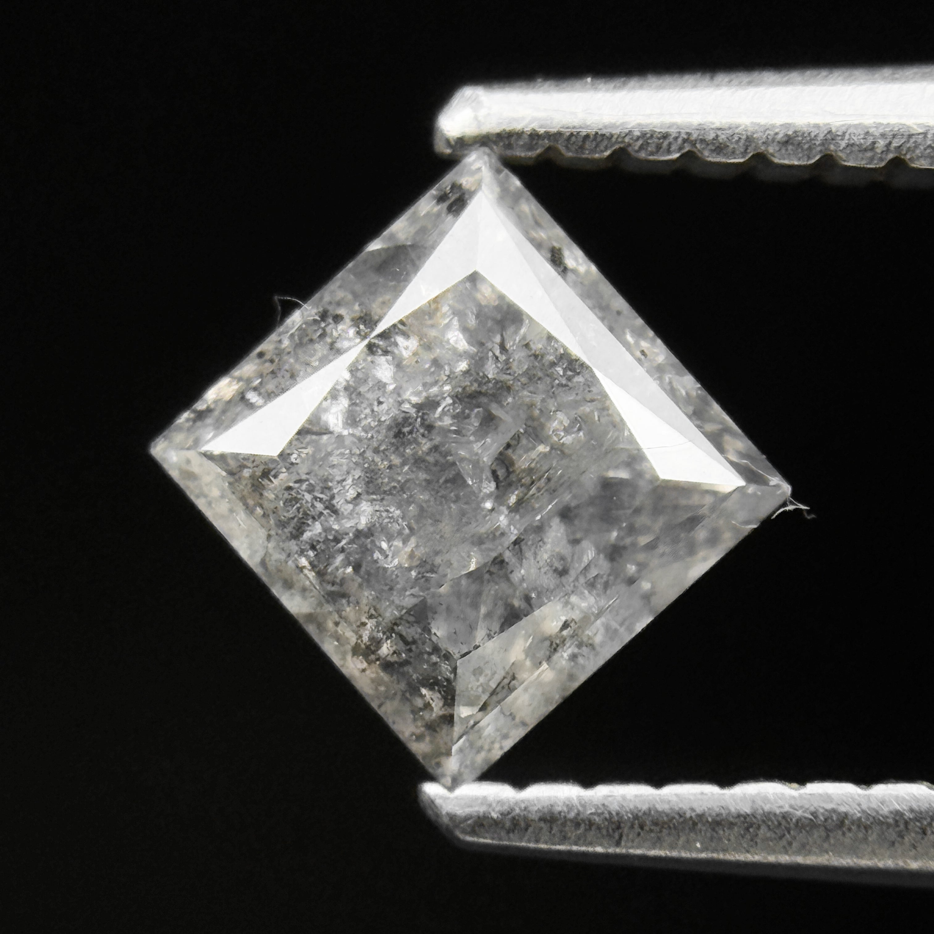 1.14 Ct Princess Rose Cut White Natural Salt and Pepper Diamond