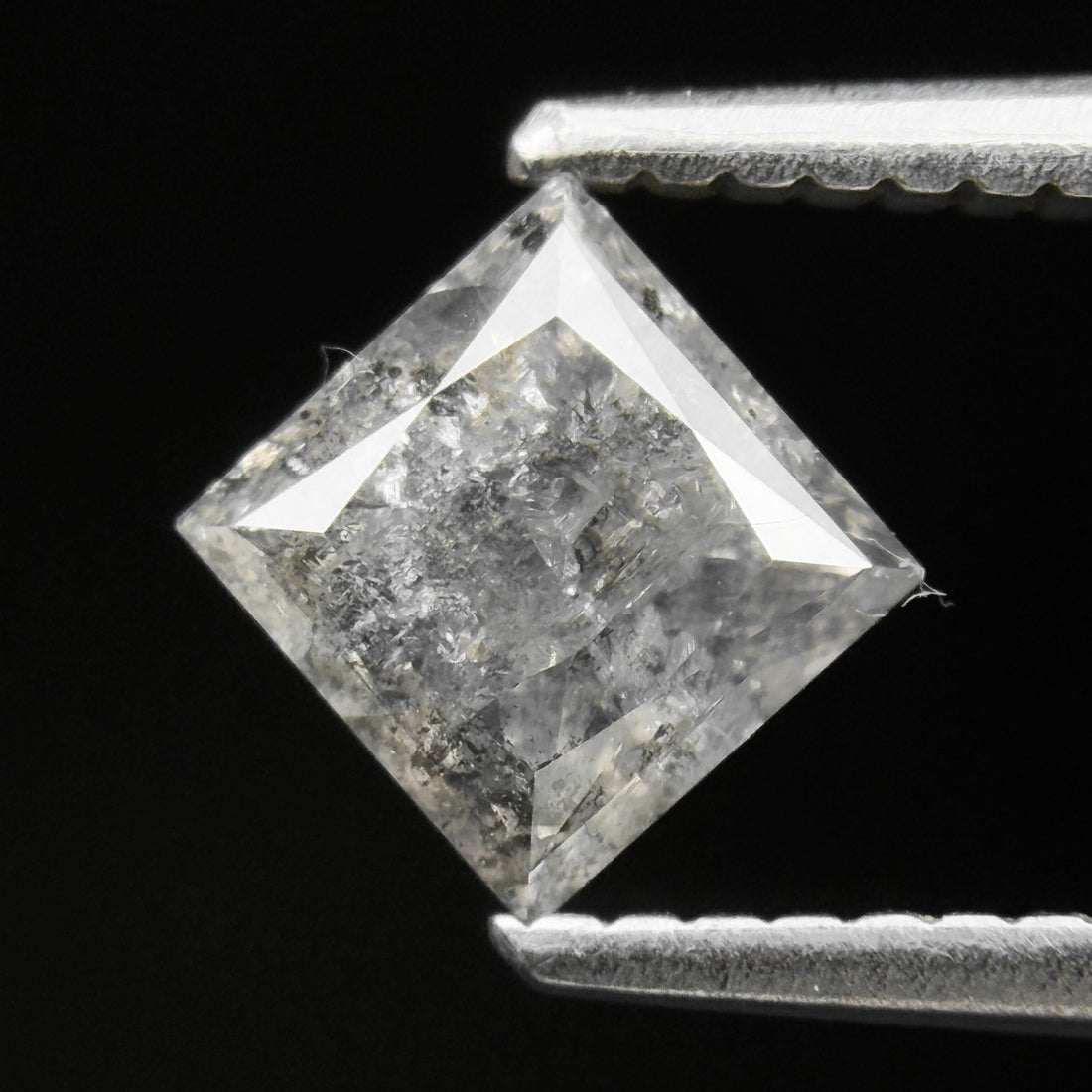 1.14 Ct Princess Rose Cut White Natural Salt and Pepper Diamond