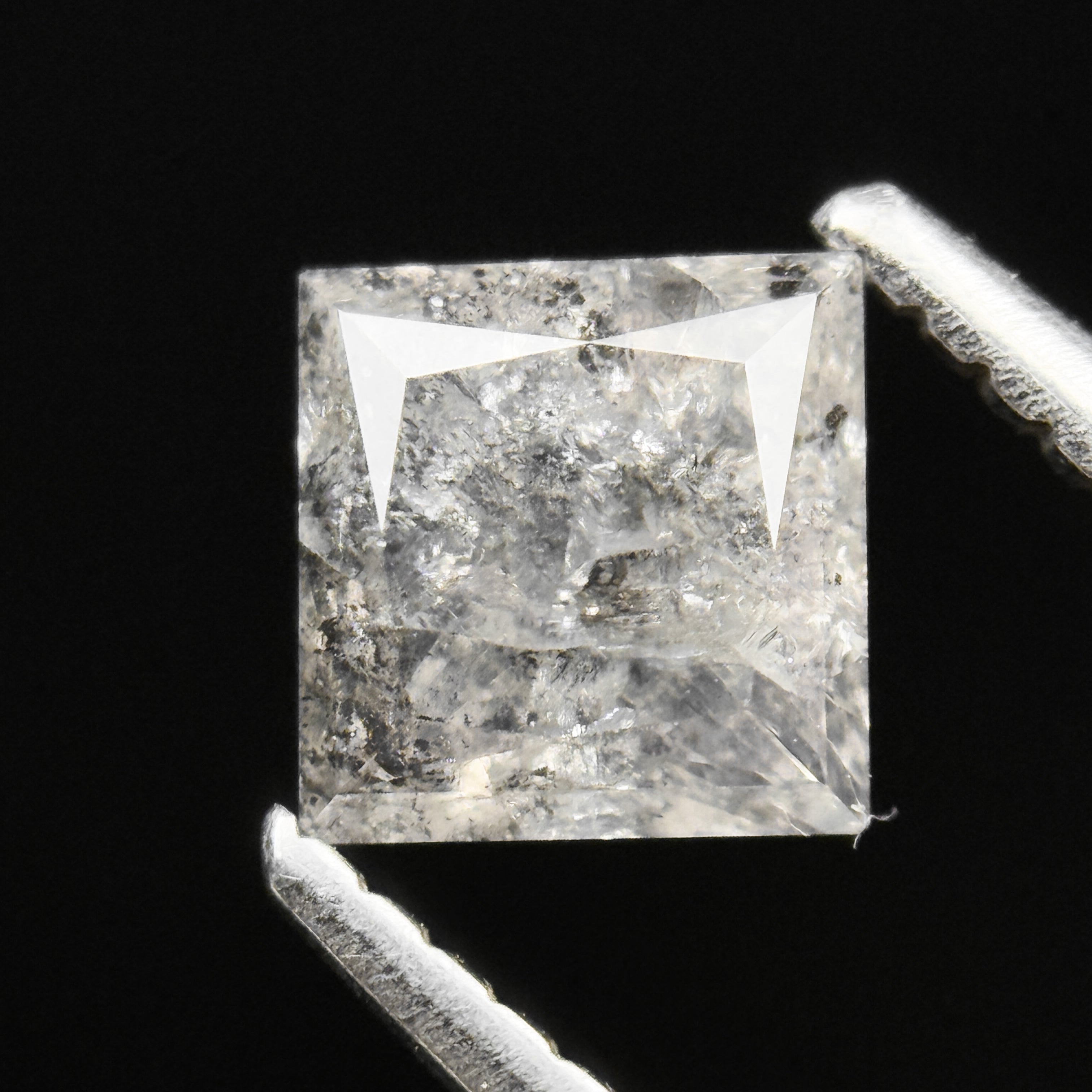 1.14 Ct Princess Rose Cut White Natural Salt and Pepper Diamond
