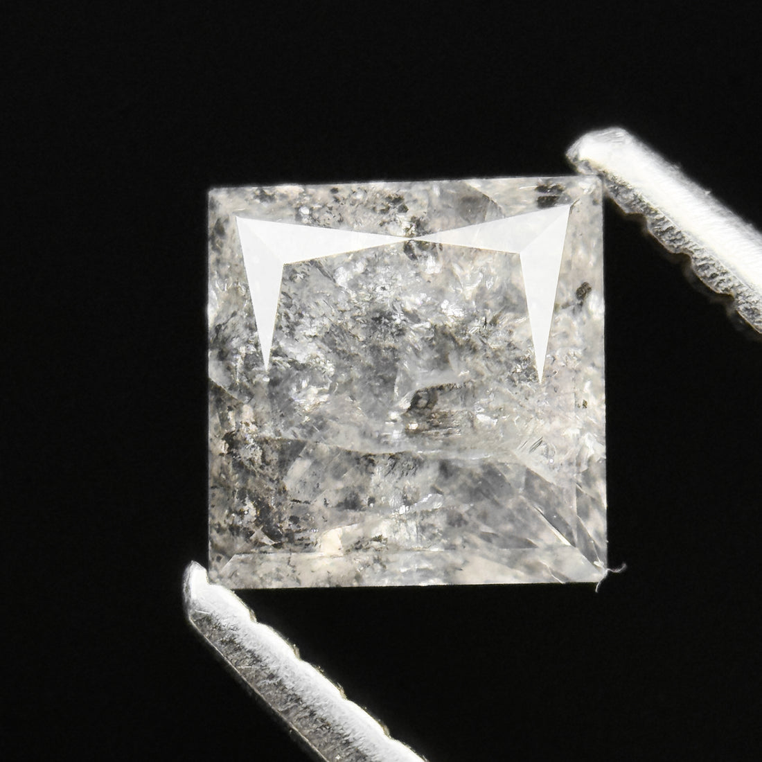 1.14 Ct Princess Rose Cut White Natural Salt and Pepper Diamond