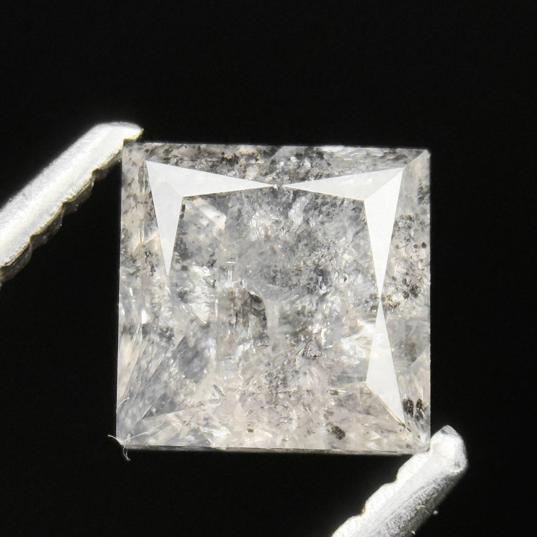 1.14 Ct Princess Rose Cut White Natural Salt and Pepper Diamond