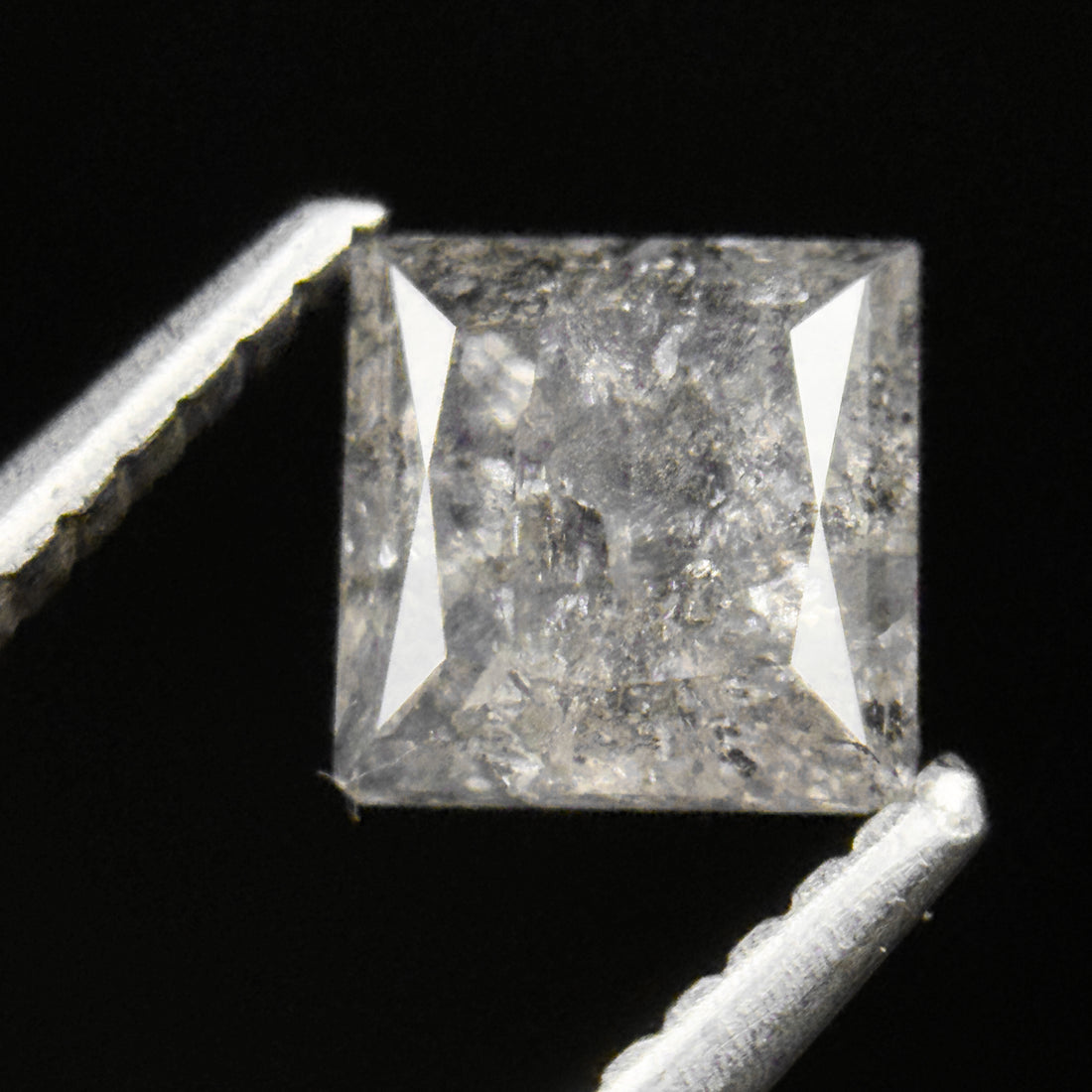 1.14 Ct Princess Rose Cut White Natural Salt and Pepper Diamond