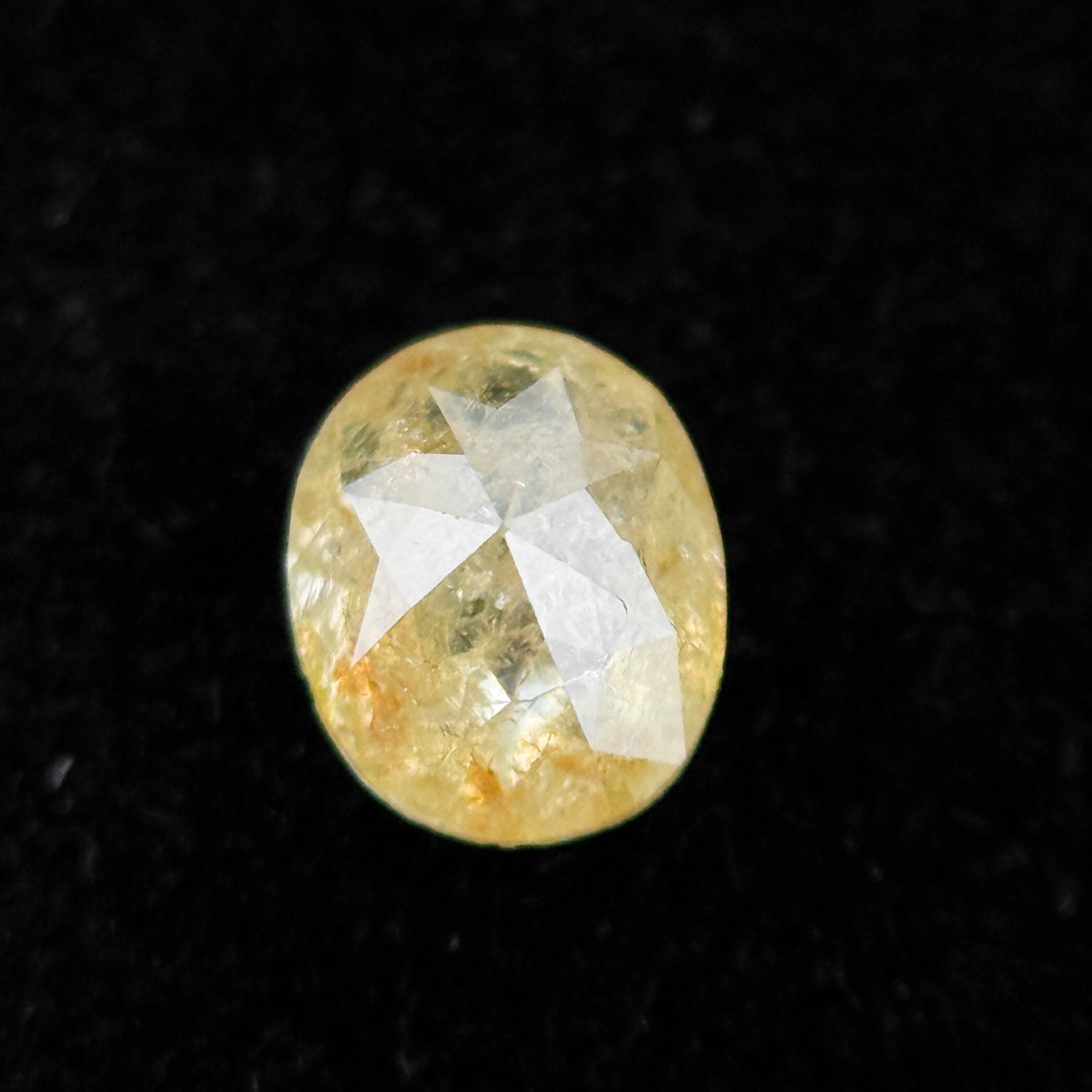 0.35 Ct Oval Rose Cut Yellow Natural Minimalist Diamond