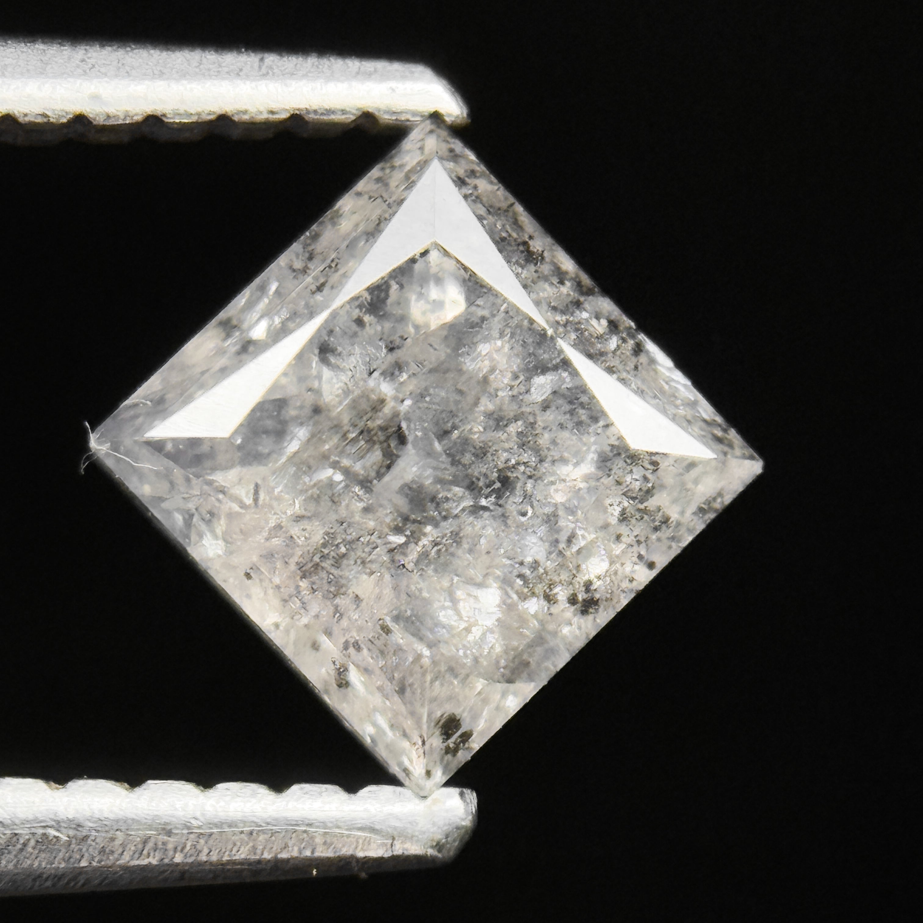 1.14 Ct Princess Rose Cut White Natural Salt and Pepper Diamond