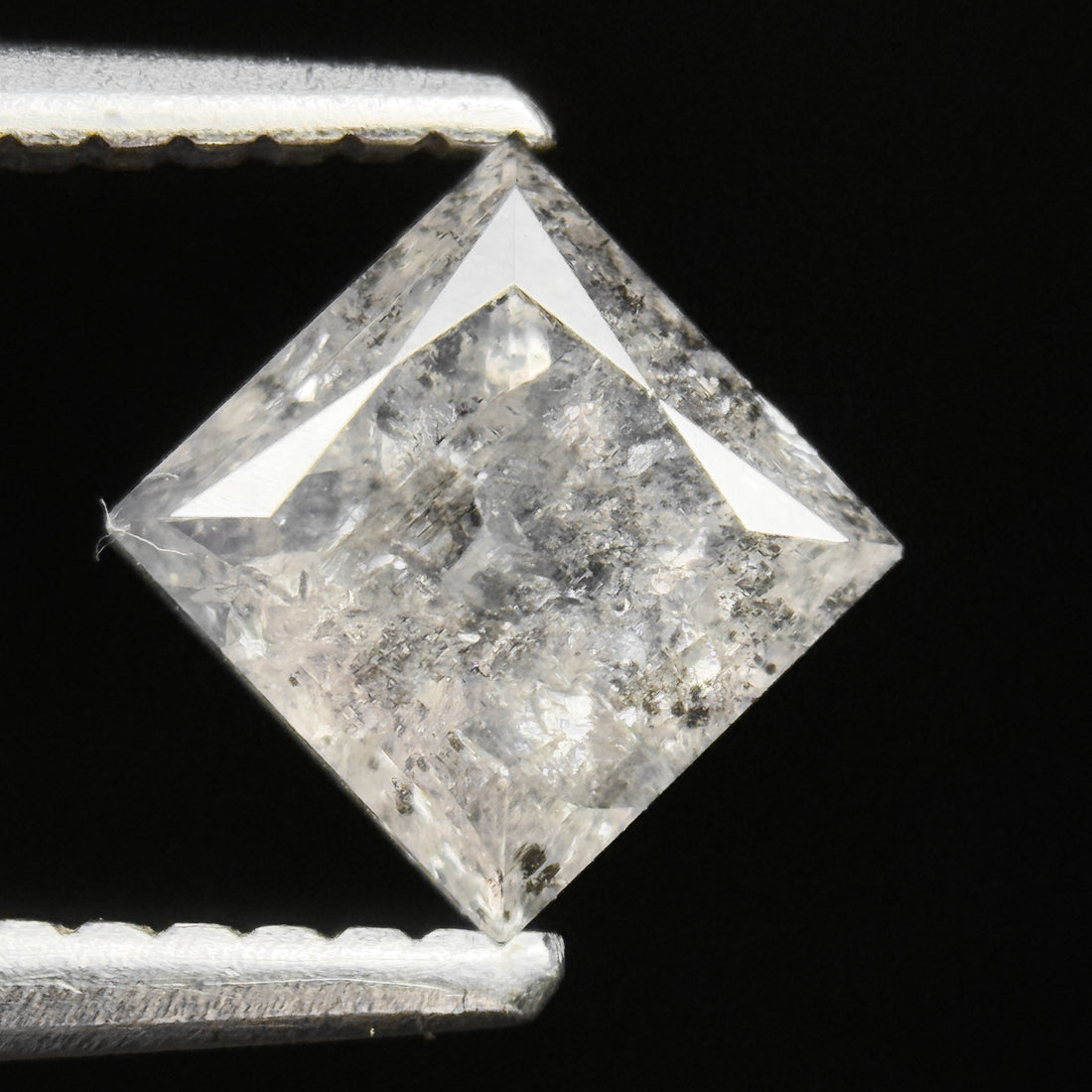 1.14 Ct Princess Rose Cut White Natural Salt and Pepper Diamond