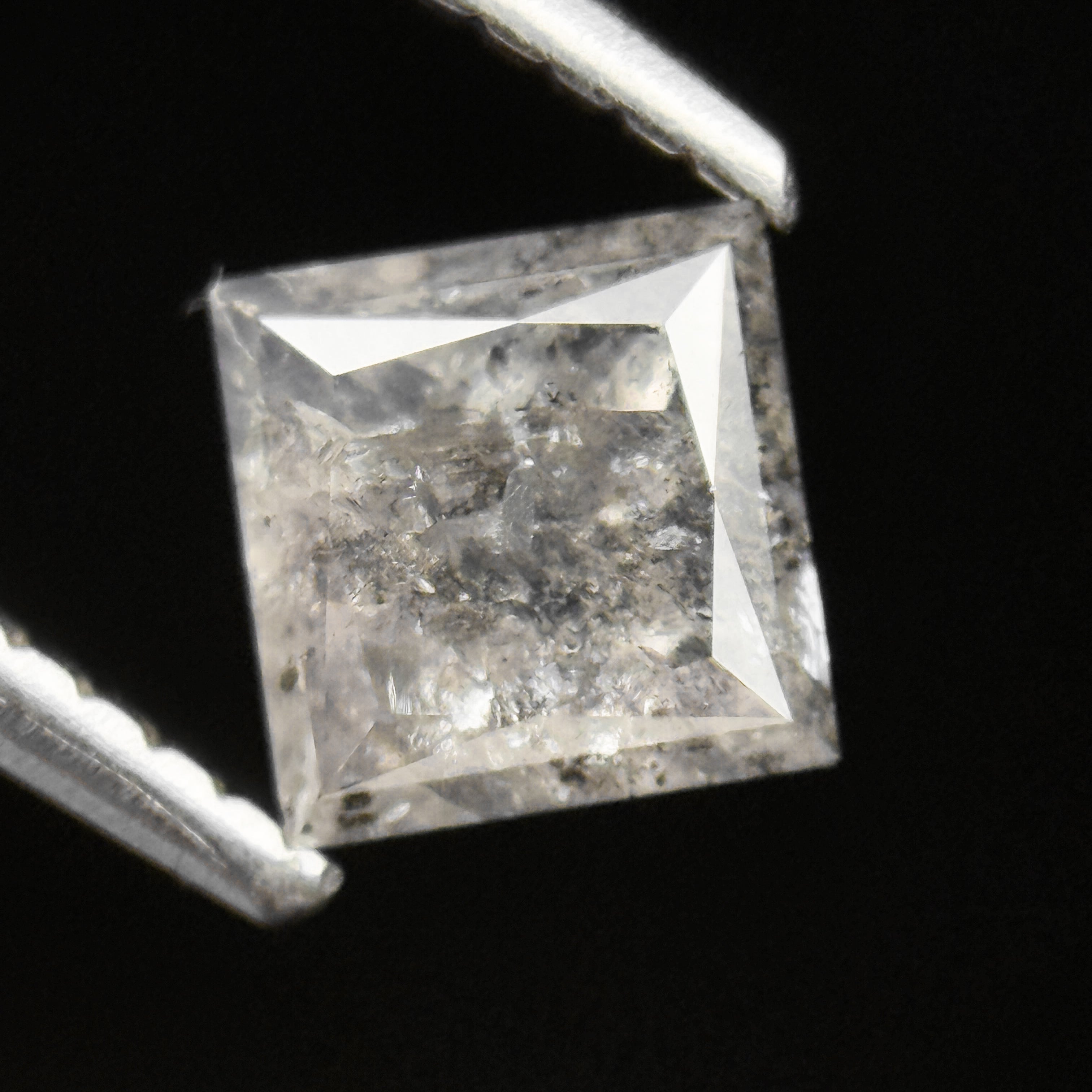 1.14 Ct Princess Rose Cut White Natural Salt and Pepper Diamond