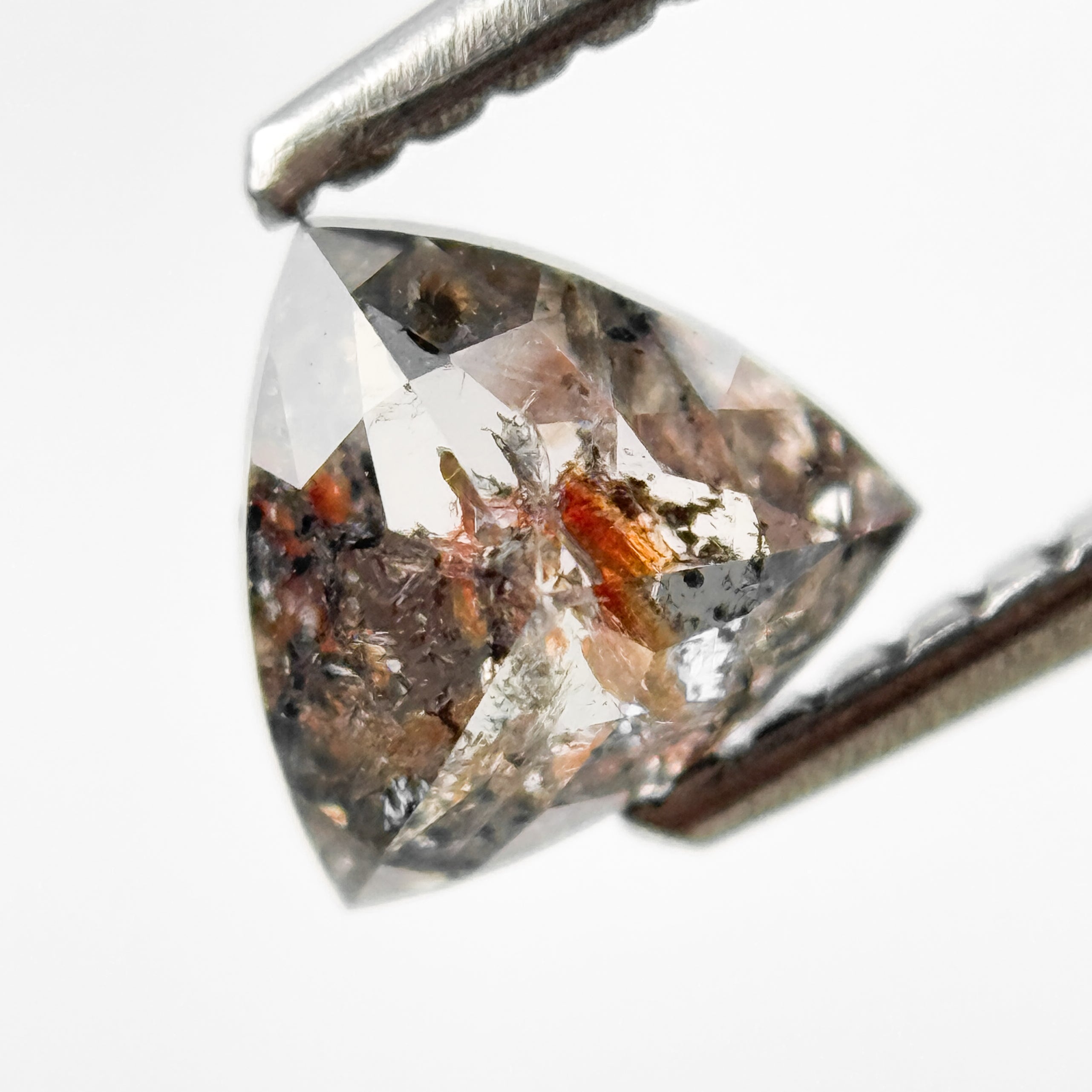 0.83 Ct Trillion Rose Cut Grey Natural Salt and Pepper Diamond