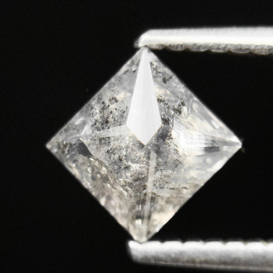 1.14 Ct Princess Rose Cut White Natural Salt and Pepper Diamond
