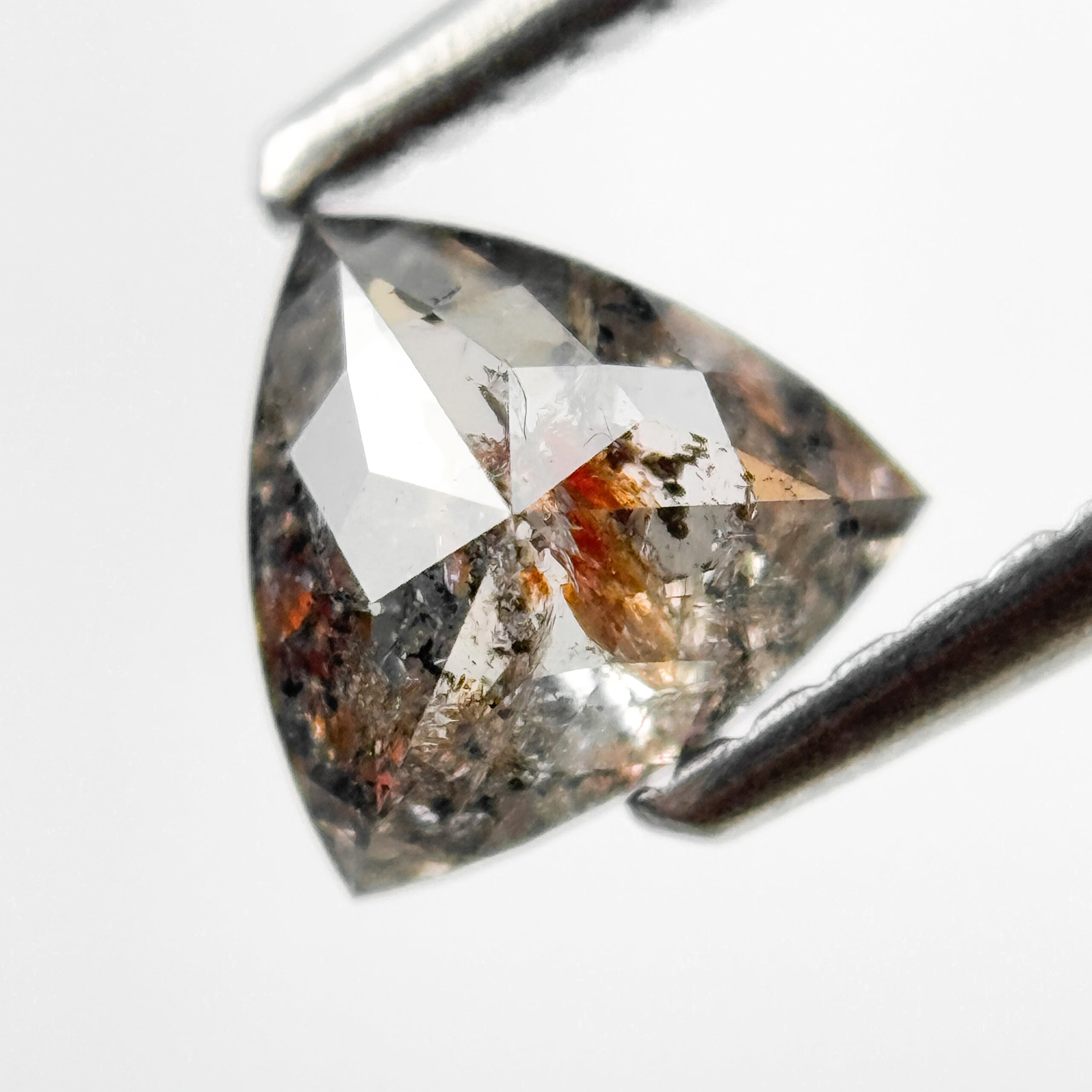 0.83 Ct Trillion Rose Cut Grey Natural Salt and Pepper Diamond