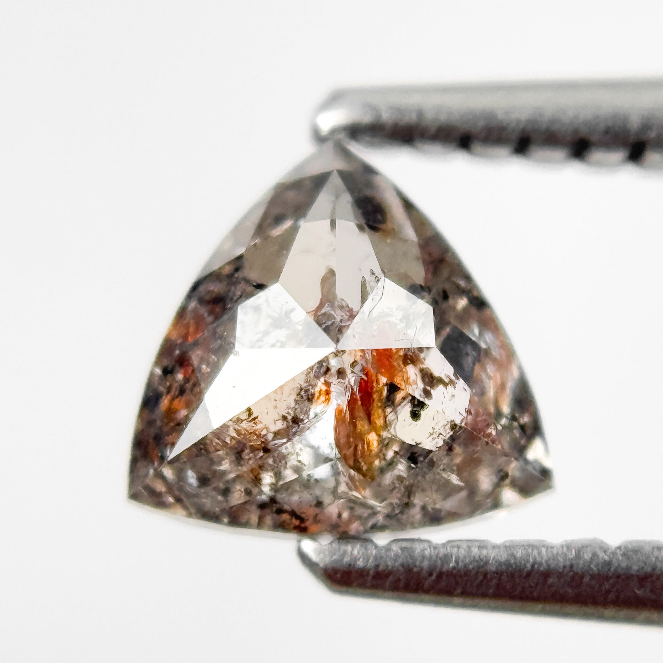 0.83 Ct Trillion Rose Cut Grey Natural Salt and Pepper Diamond