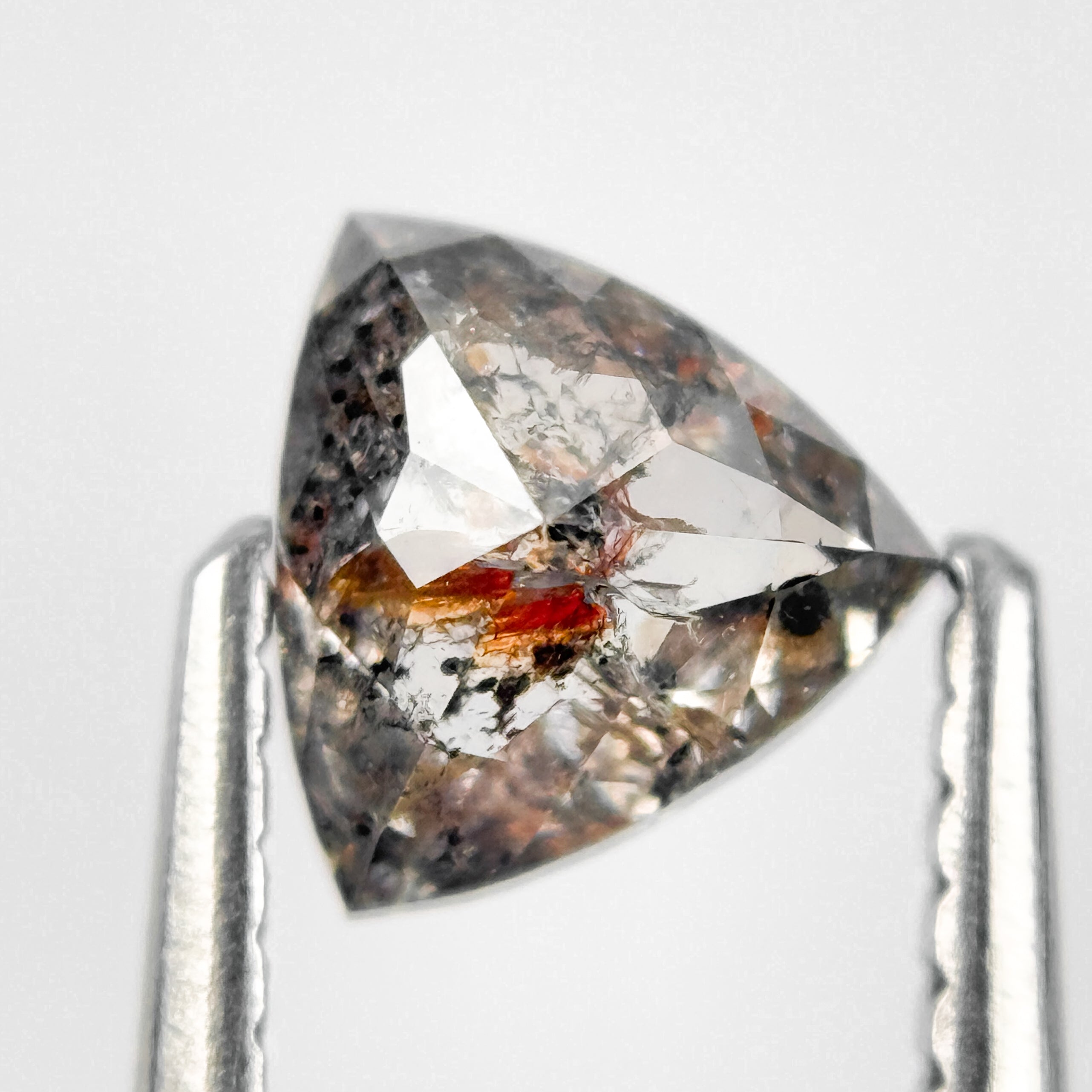 0.83 Ct Trillion Rose Cut Grey Natural Salt and Pepper Diamond