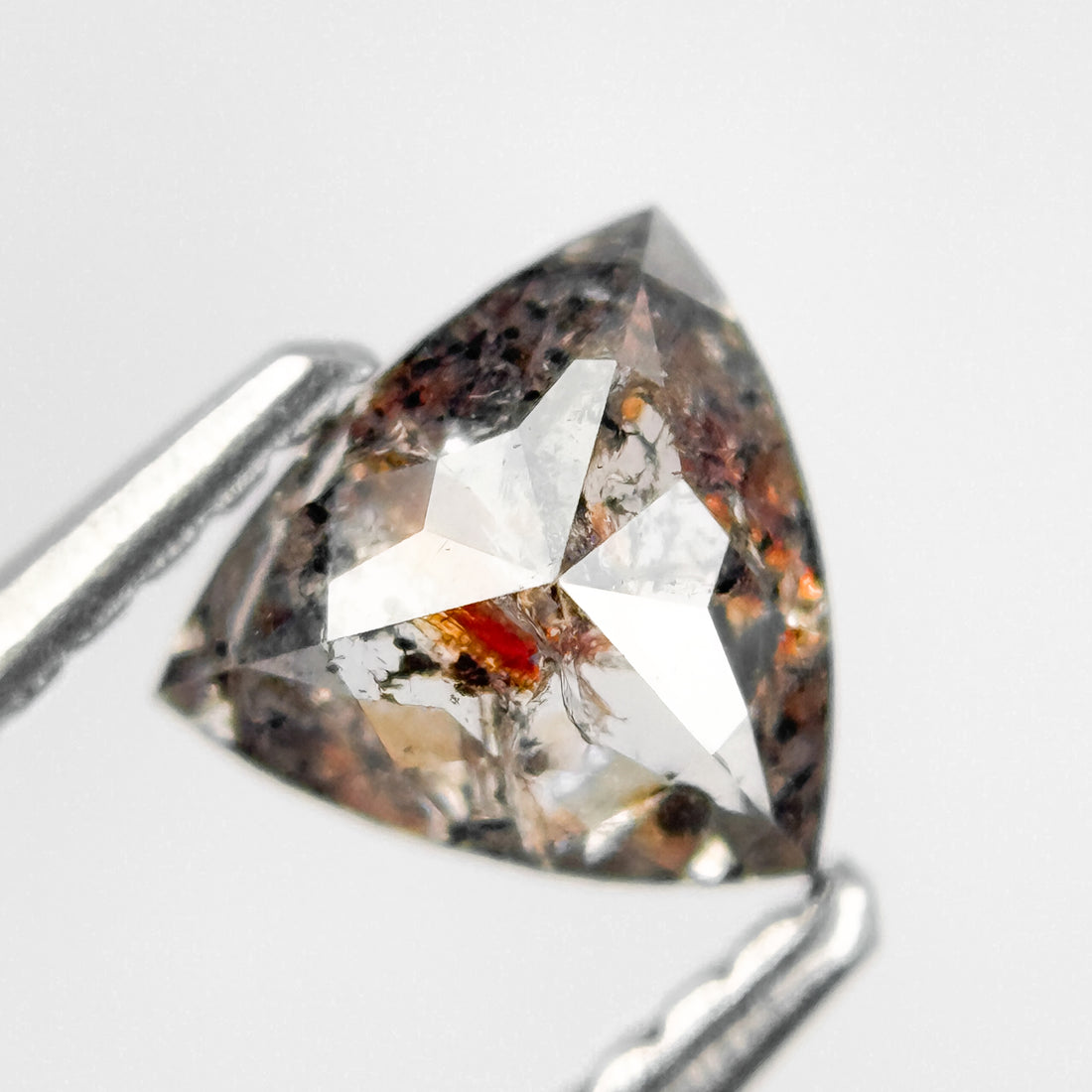 0.83 Ct Trillion Rose Cut Grey Natural Salt and Pepper Diamond