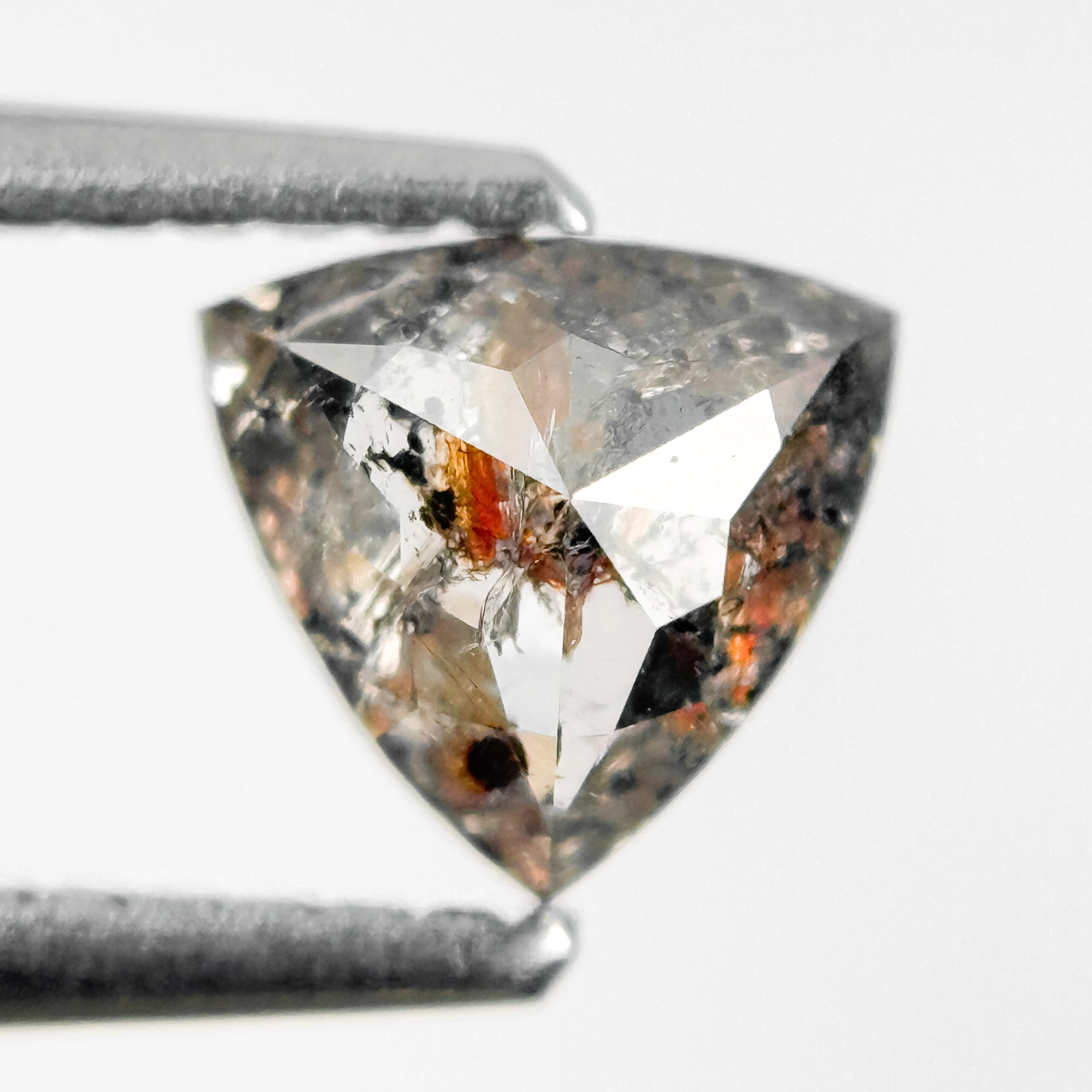 0.83 Ct Trillion Rose Cut Grey Natural Salt and Pepper Diamond