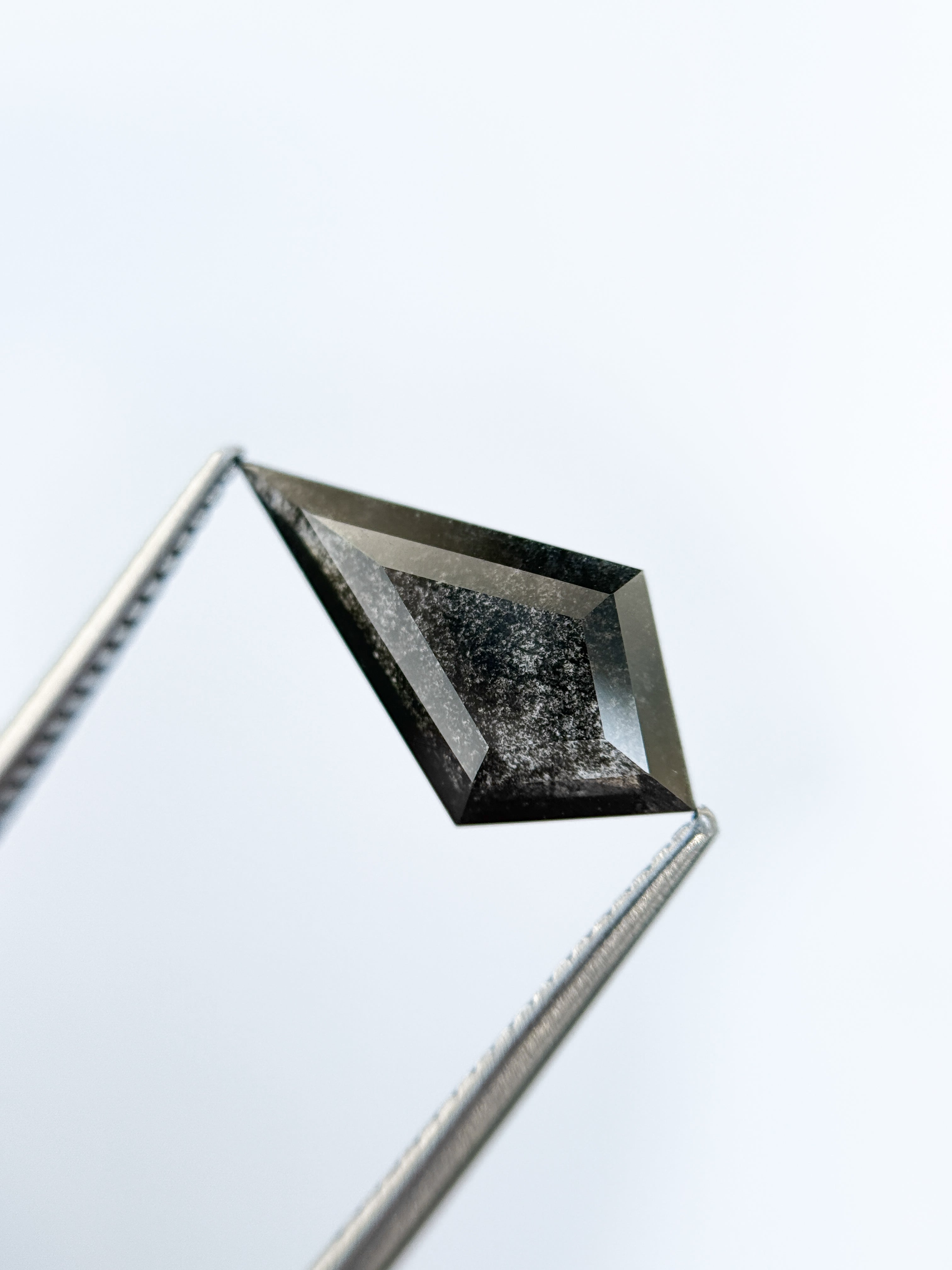 2.37 Ct Kite Rose Cut Grey Natural Salt and Pepper Diamond