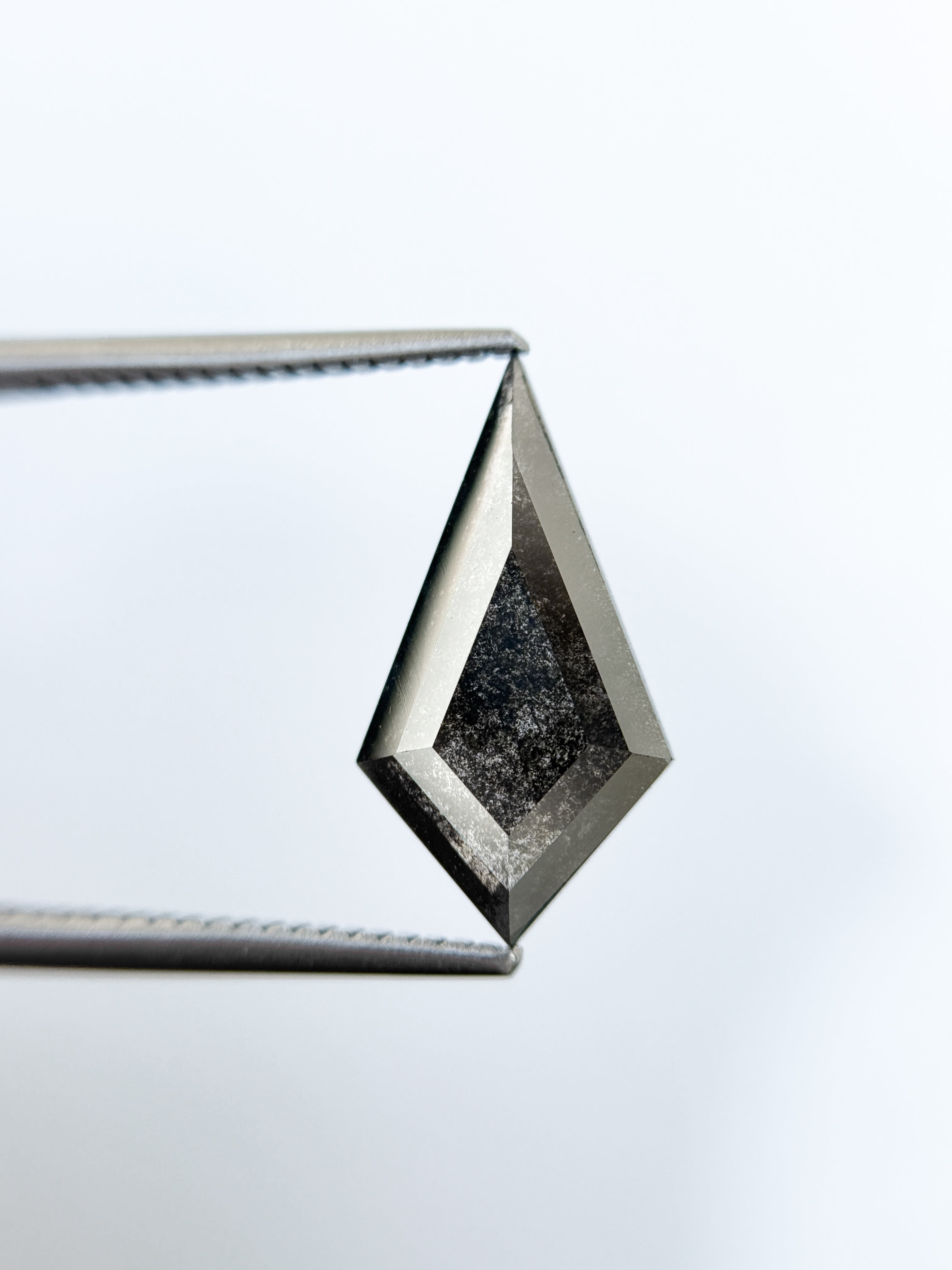 2.37 Ct Kite Rose Cut Grey Natural Salt and Pepper Diamond
