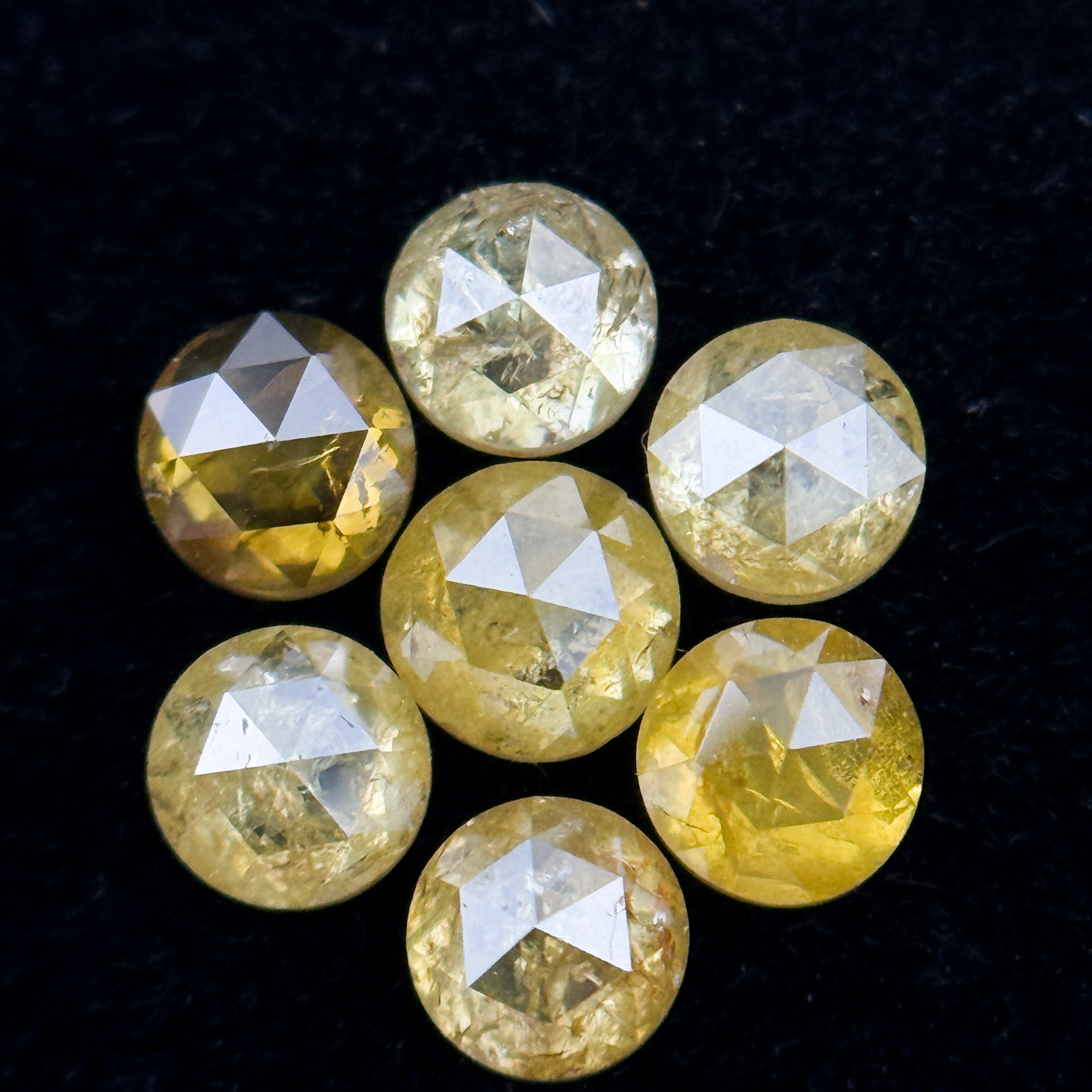 3 MM Round Rose Cut Yellow Natural Minimal Diamond