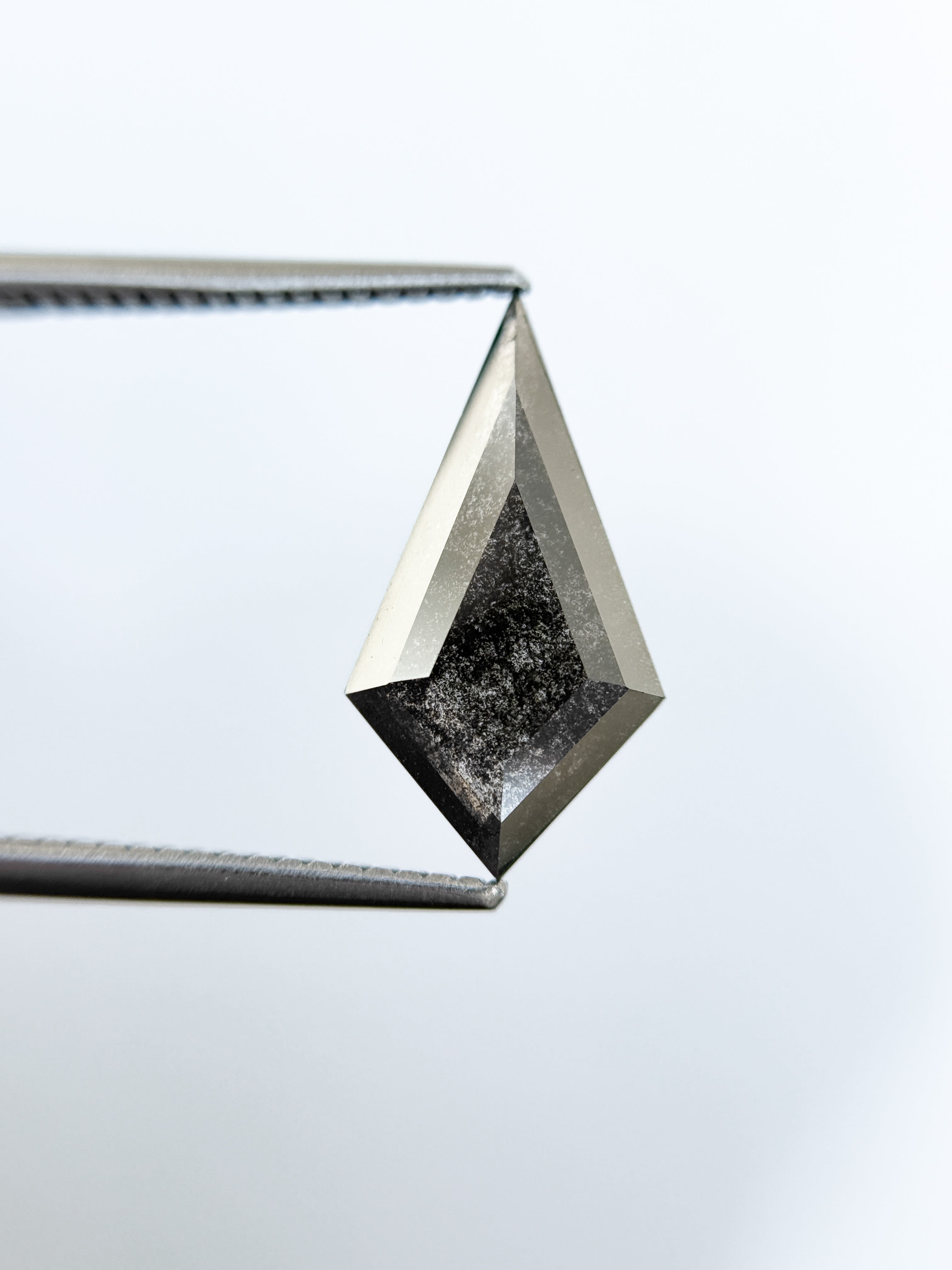2.37 Ct Kite Rose Cut Grey Natural Salt and Pepper Diamond