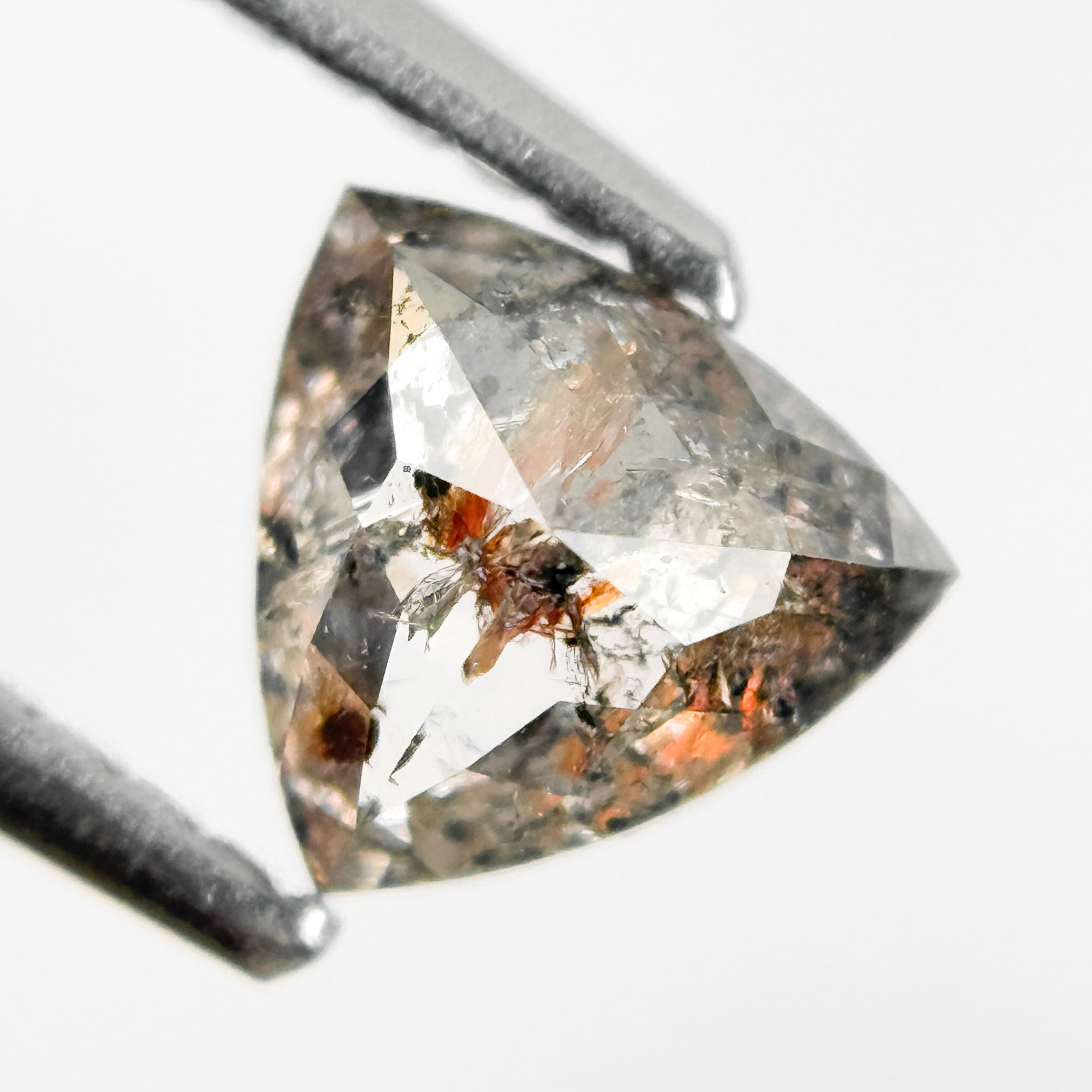 0.83 Ct Trillion Rose Cut Grey Natural Salt and Pepper Diamond