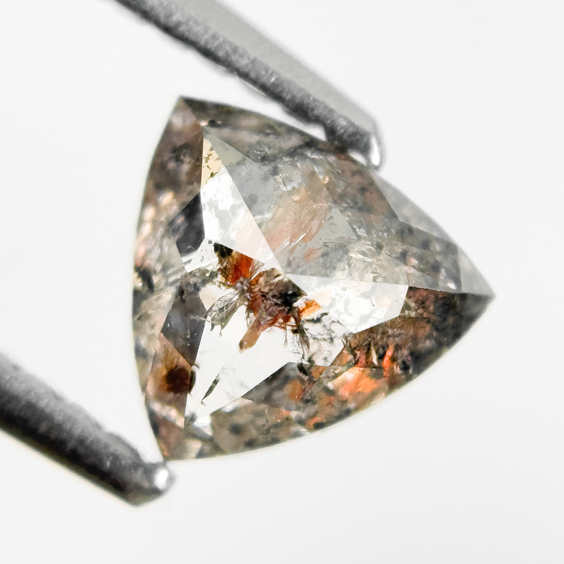 0.83 Ct Trillion Rose Cut Grey Natural Salt and Pepper Diamond