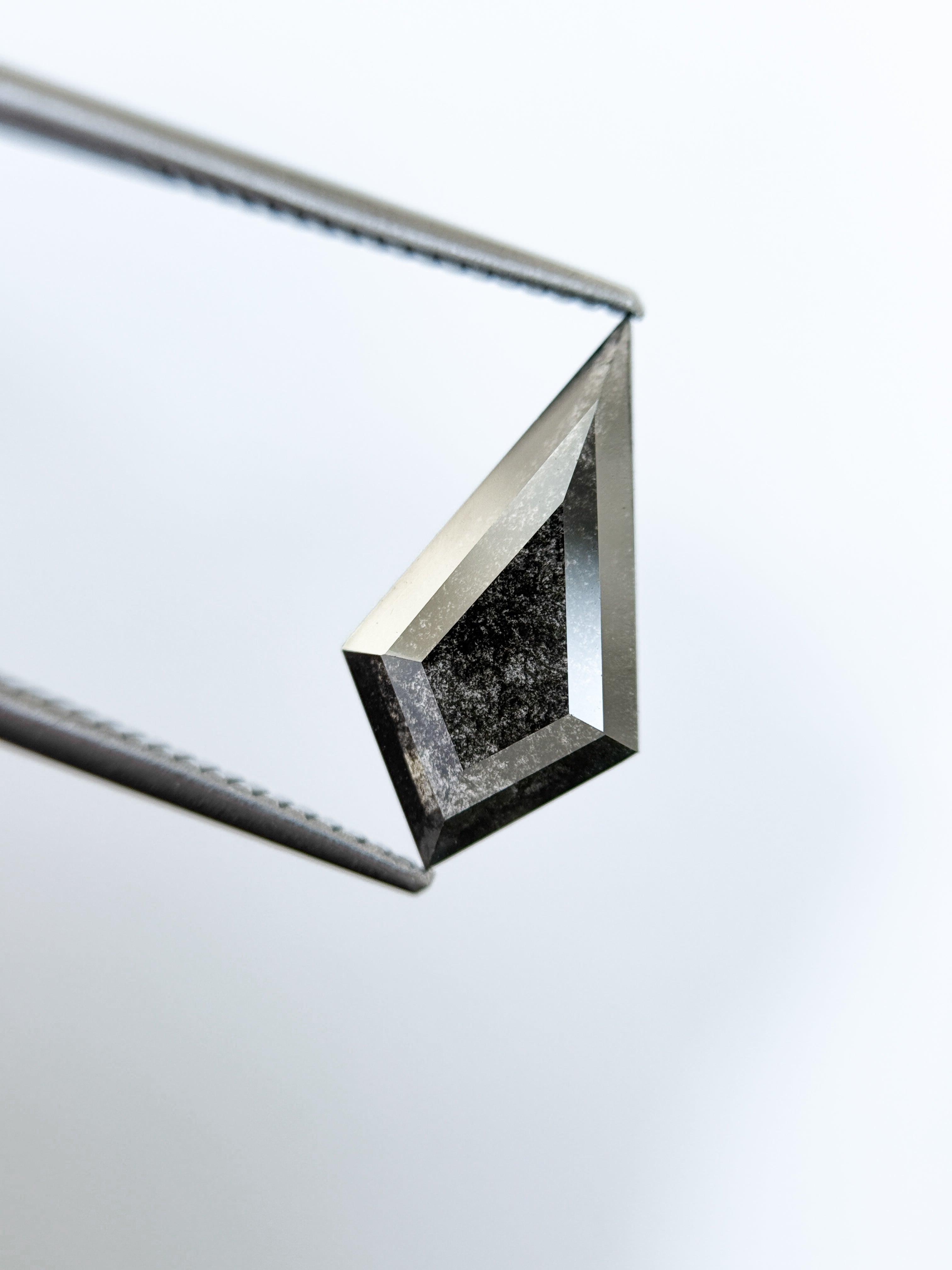 2.37 Ct Kite Rose Cut Grey Natural Salt and Pepper Diamond