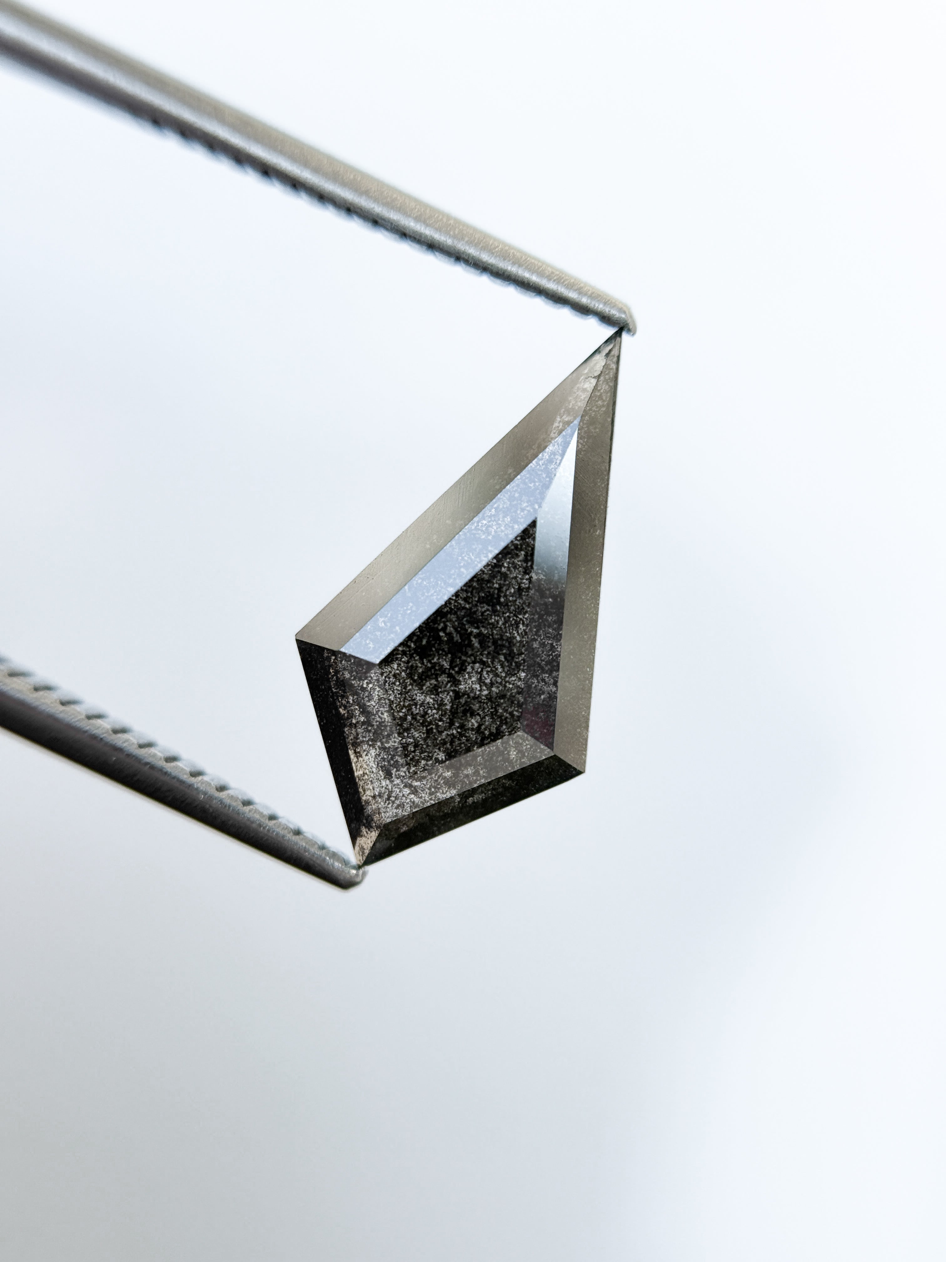 2.37 Ct Kite Rose Cut Grey Natural Salt and Pepper Diamond