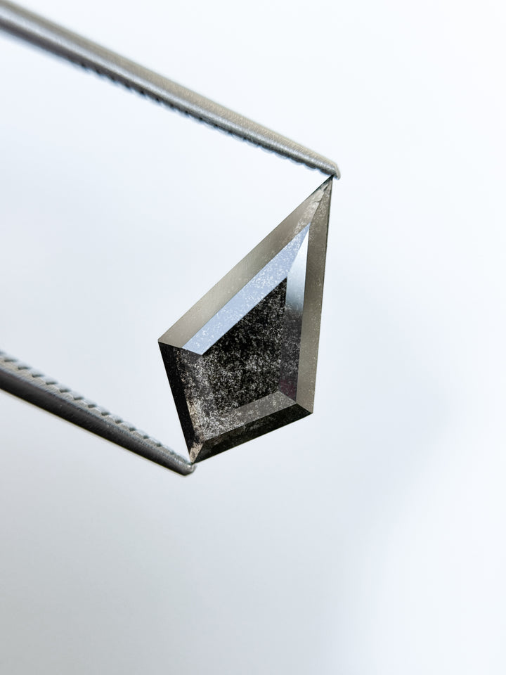 2.37 Ct Kite Rose Cut Grey Natural Salt and Pepper Diamond