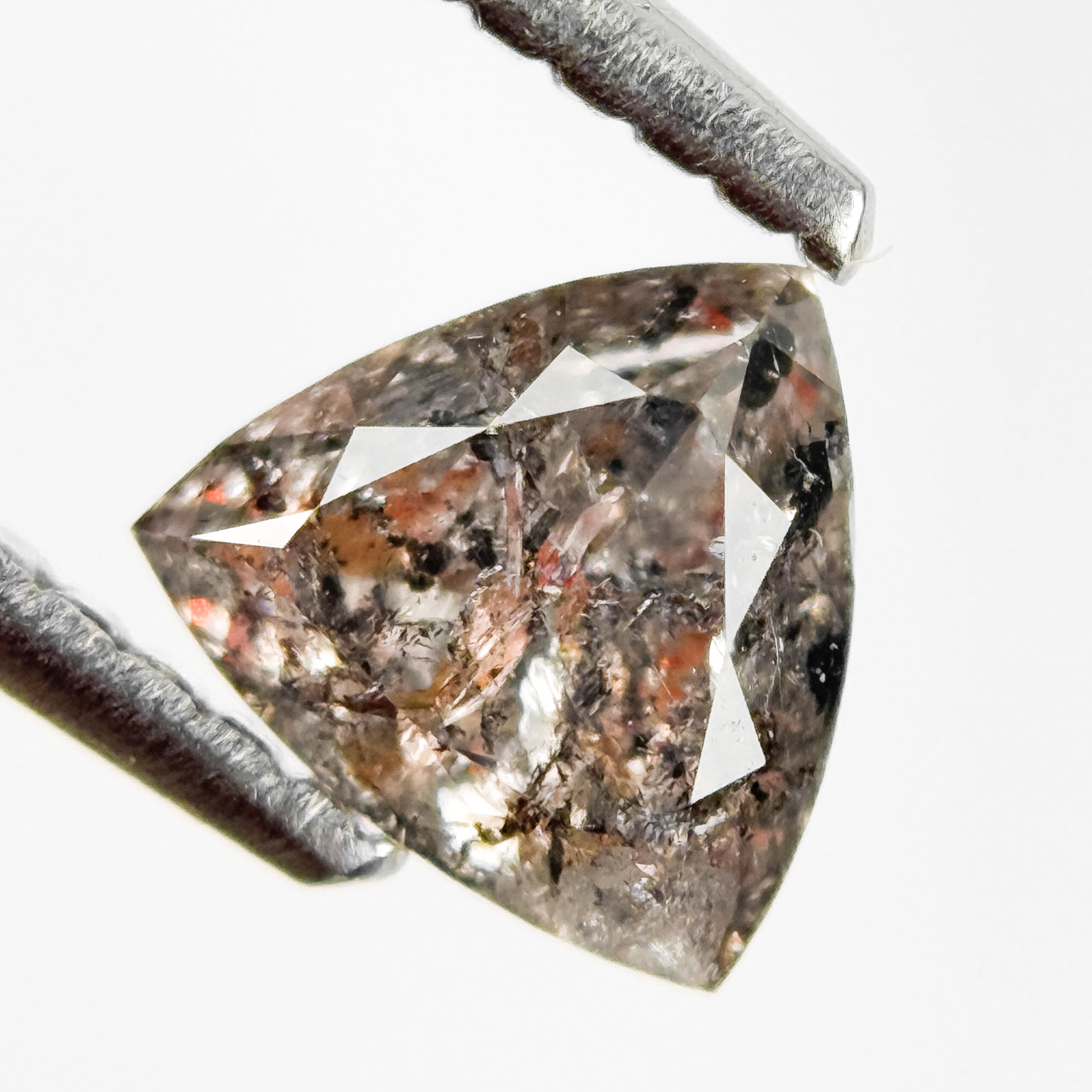 0.83 Ct Trillion Rose Cut Grey Natural Salt and Pepper Diamond