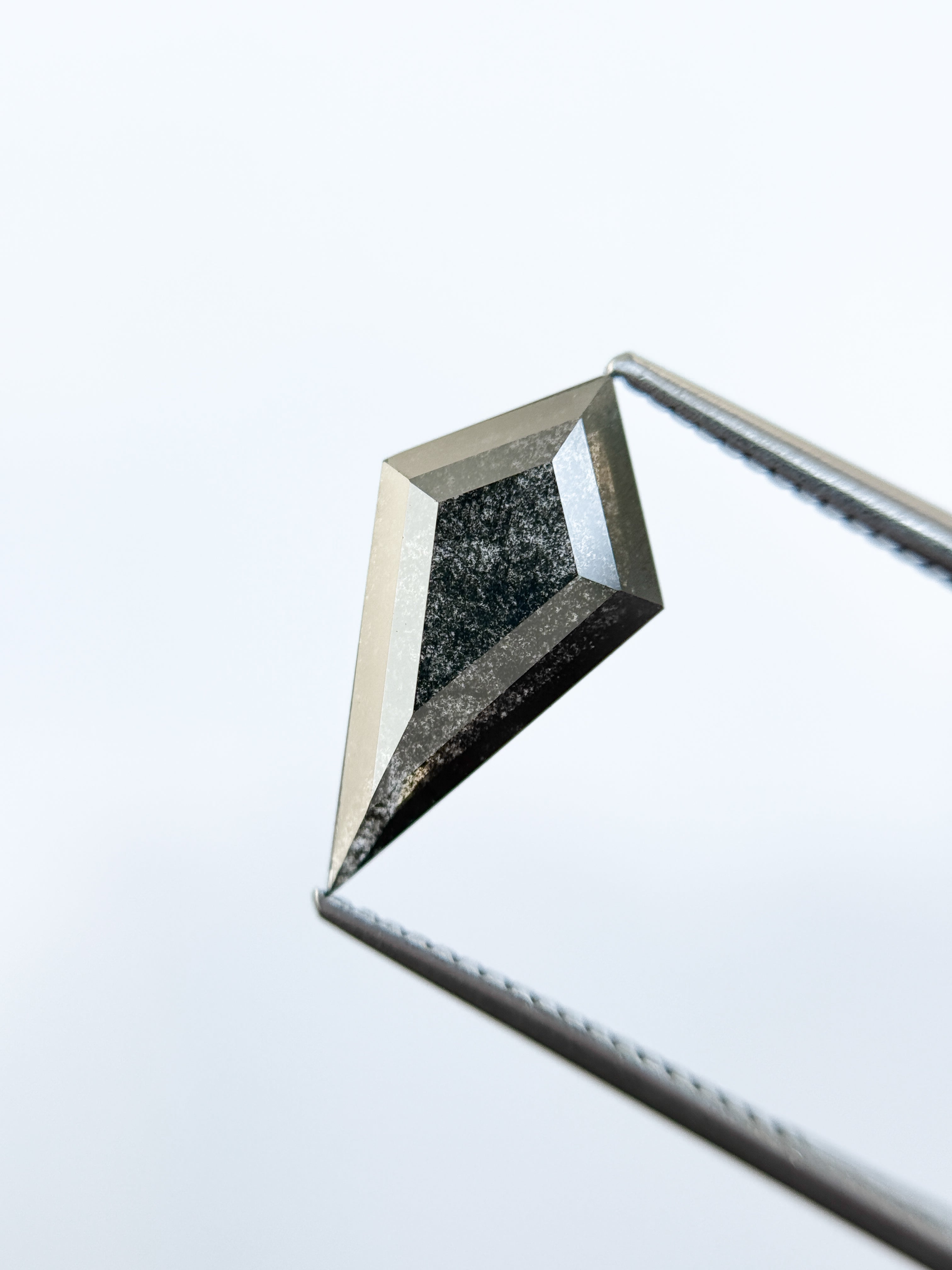 2.37 Ct Kite Rose Cut Grey Natural Salt and Pepper Diamond