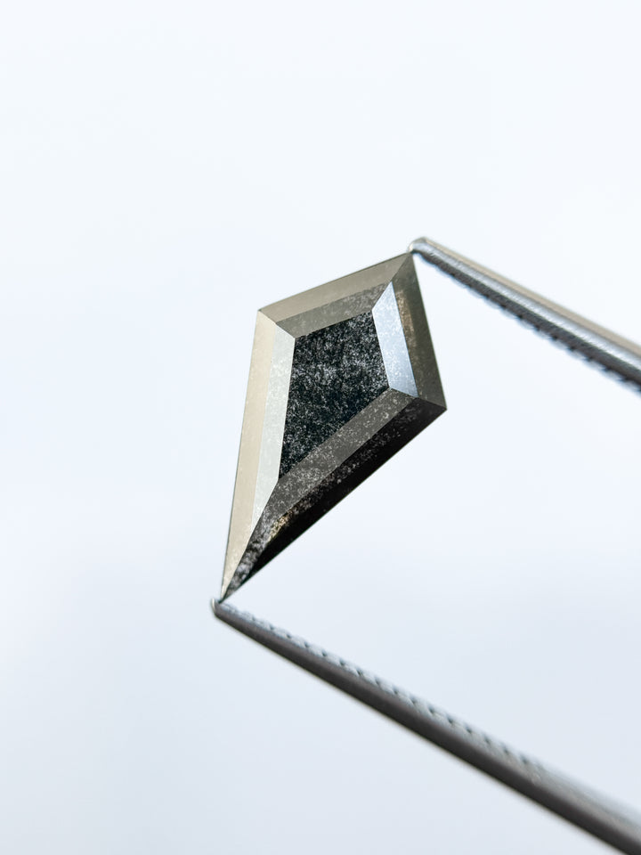 2.37 Ct Kite Rose Cut Grey Natural Salt and Pepper Diamond