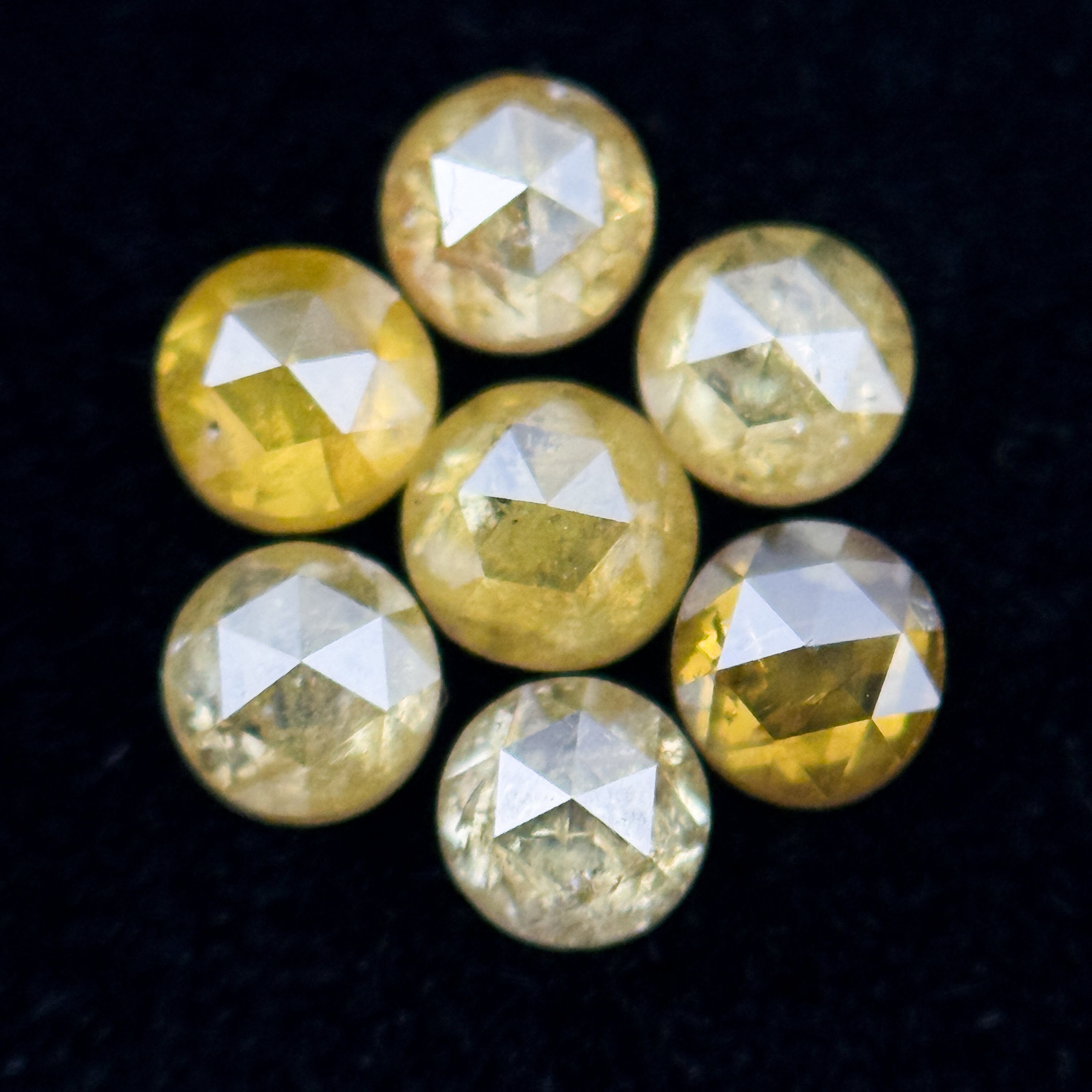 3 MM Round Rose Cut Yellow Natural Minimal Diamond