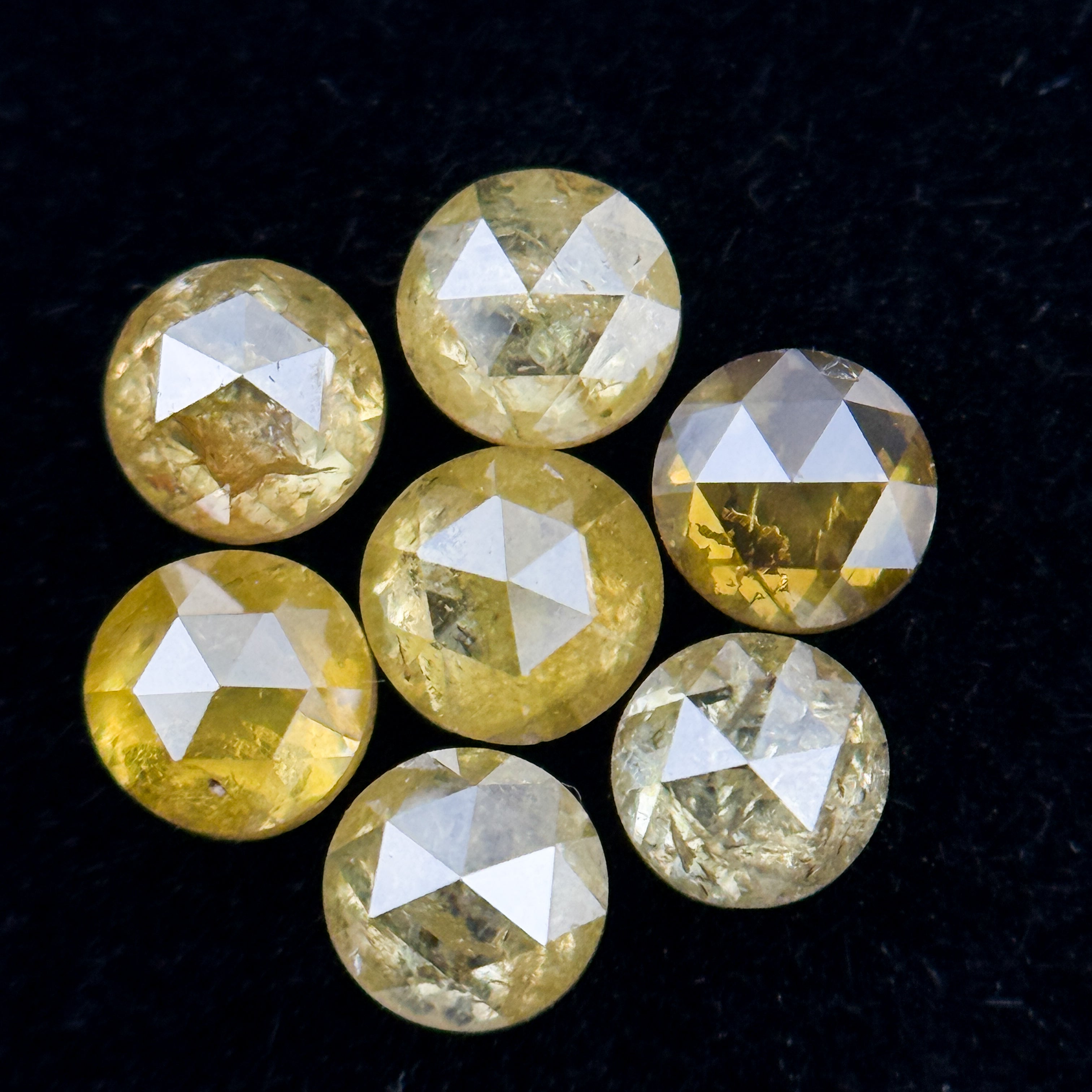 3 MM Round Rose Cut Yellow Natural Minimal Diamond