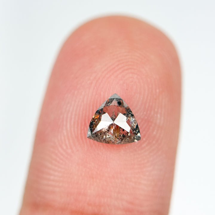 0.83 Ct Trillion Rose Cut Grey Natural Salt and Pepper Diamond