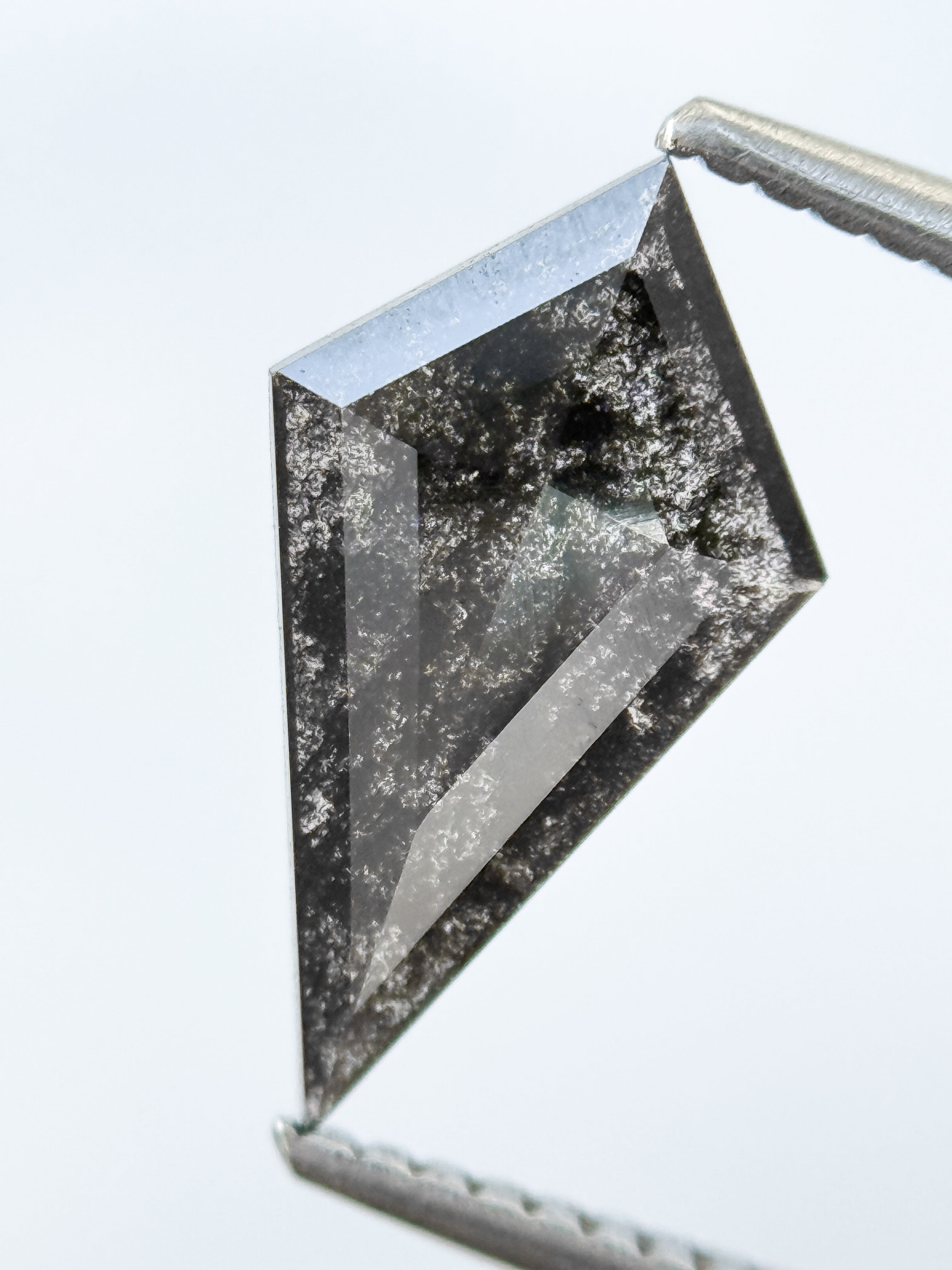 1.13 Ct Kite Rose Cut Grey Natural Salt and Pepper Diamond