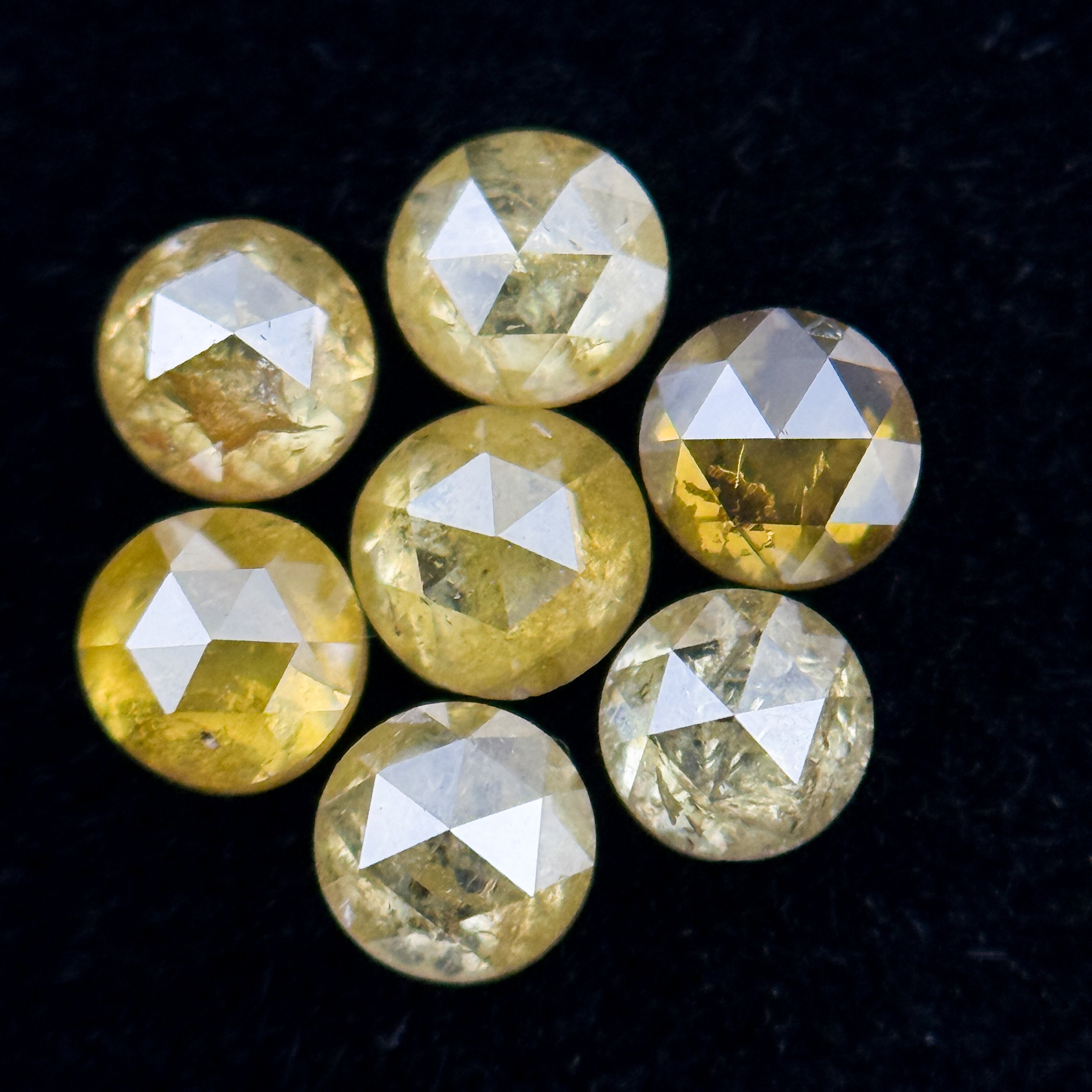 3 MM Round Rose Cut Yellow Natural Minimal Diamond