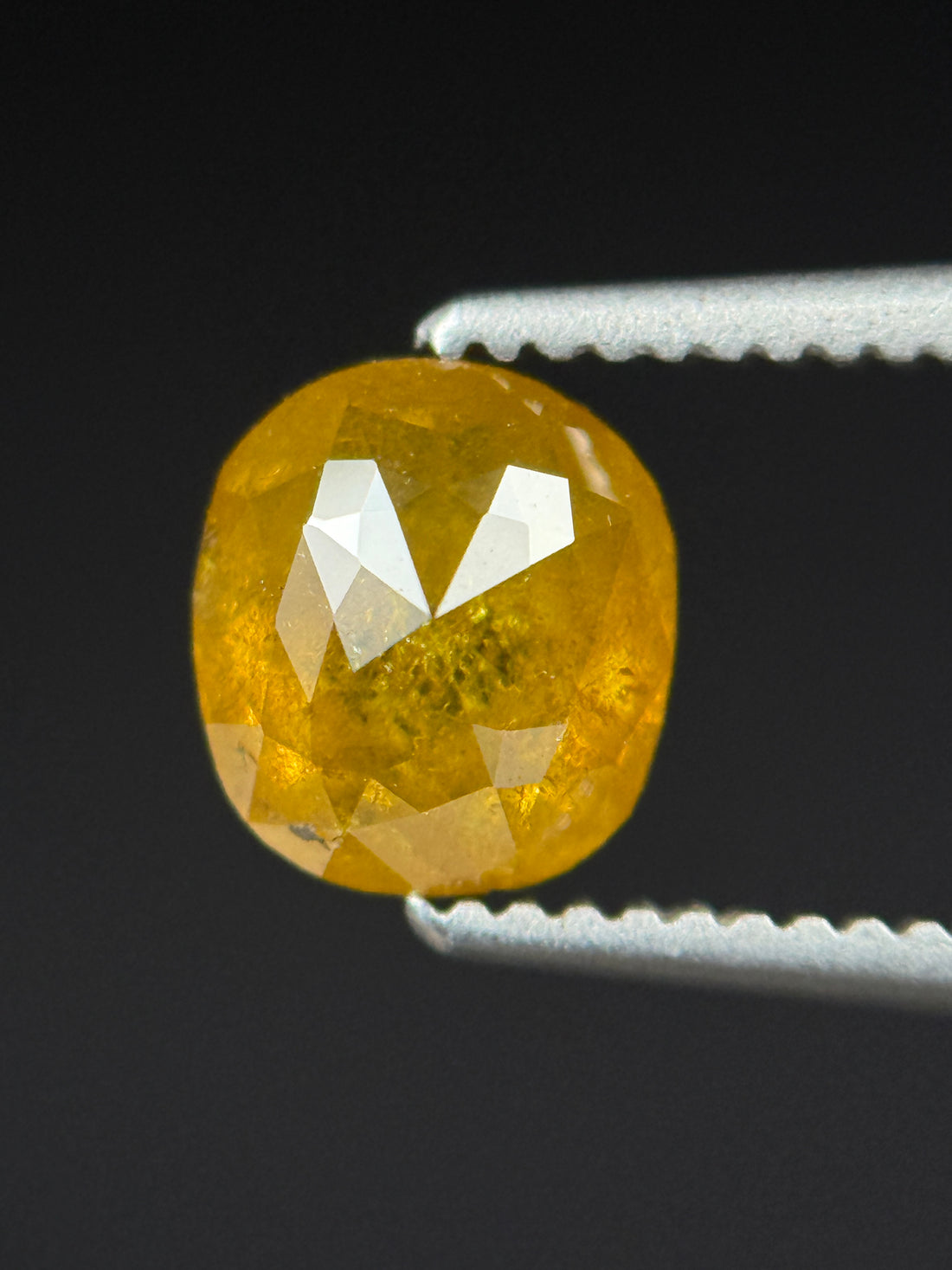 1.00 Ct Cushion Rose Cut Yellow Natural Antique Diamond