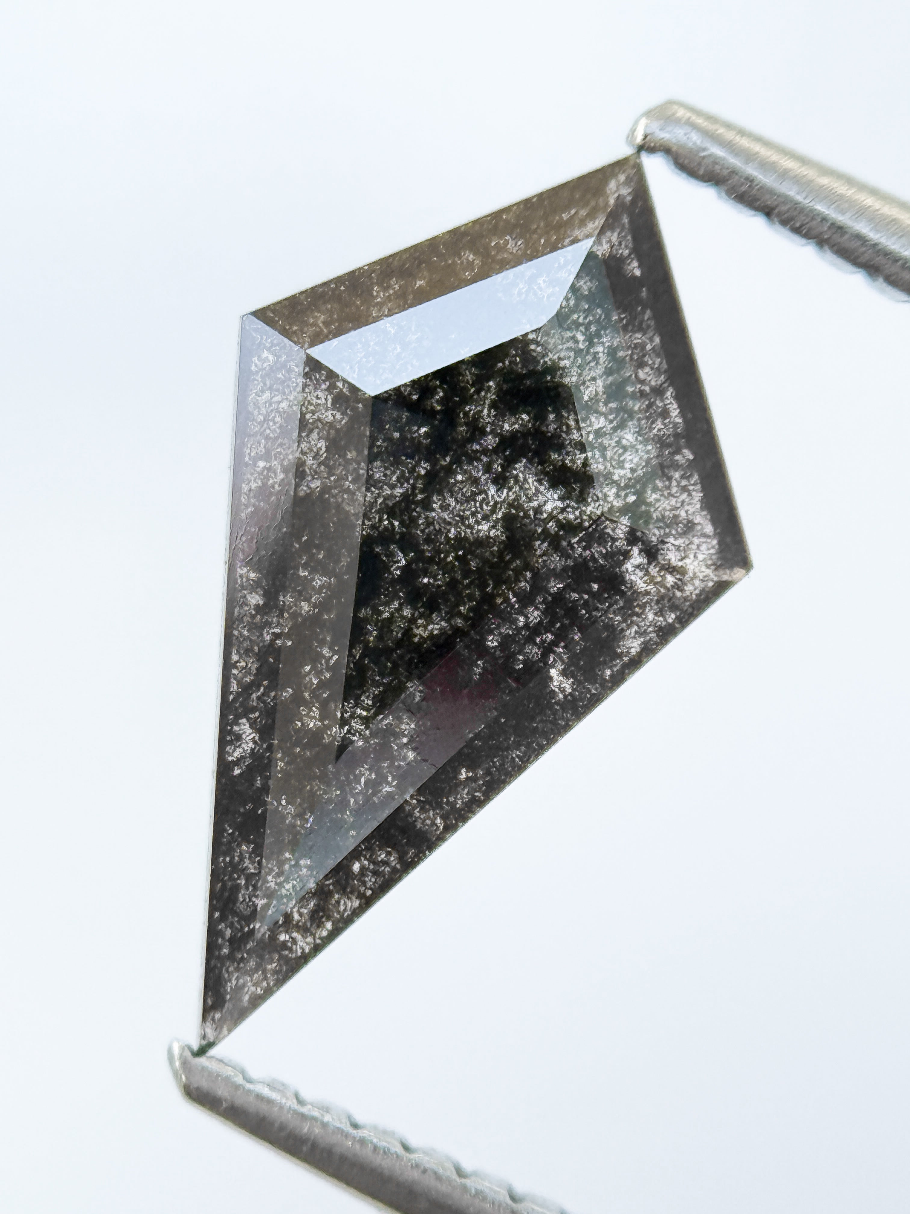 1.13 Ct Kite Rose Cut Grey Natural Salt and Pepper Diamond