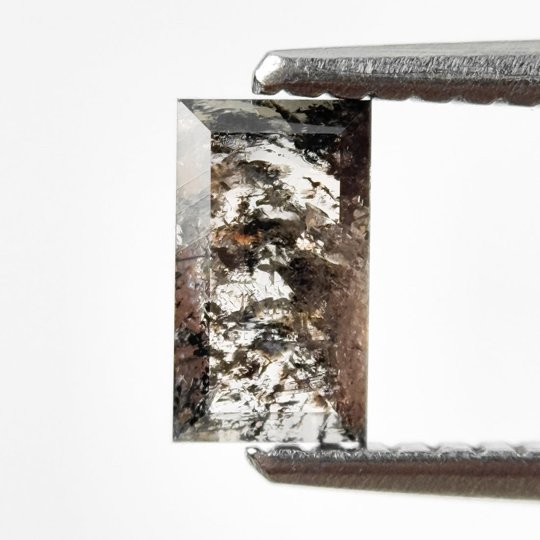 0.47 Ct Baguette Rose Cut Grey Natural Salt and Pepper Diamond