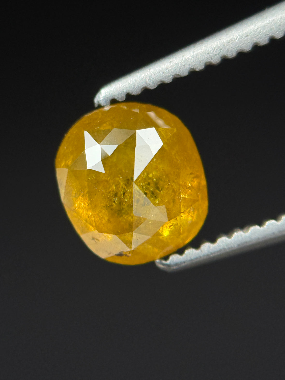 1.00 Ct Cushion Rose Cut Yellow Natural Antique Diamond